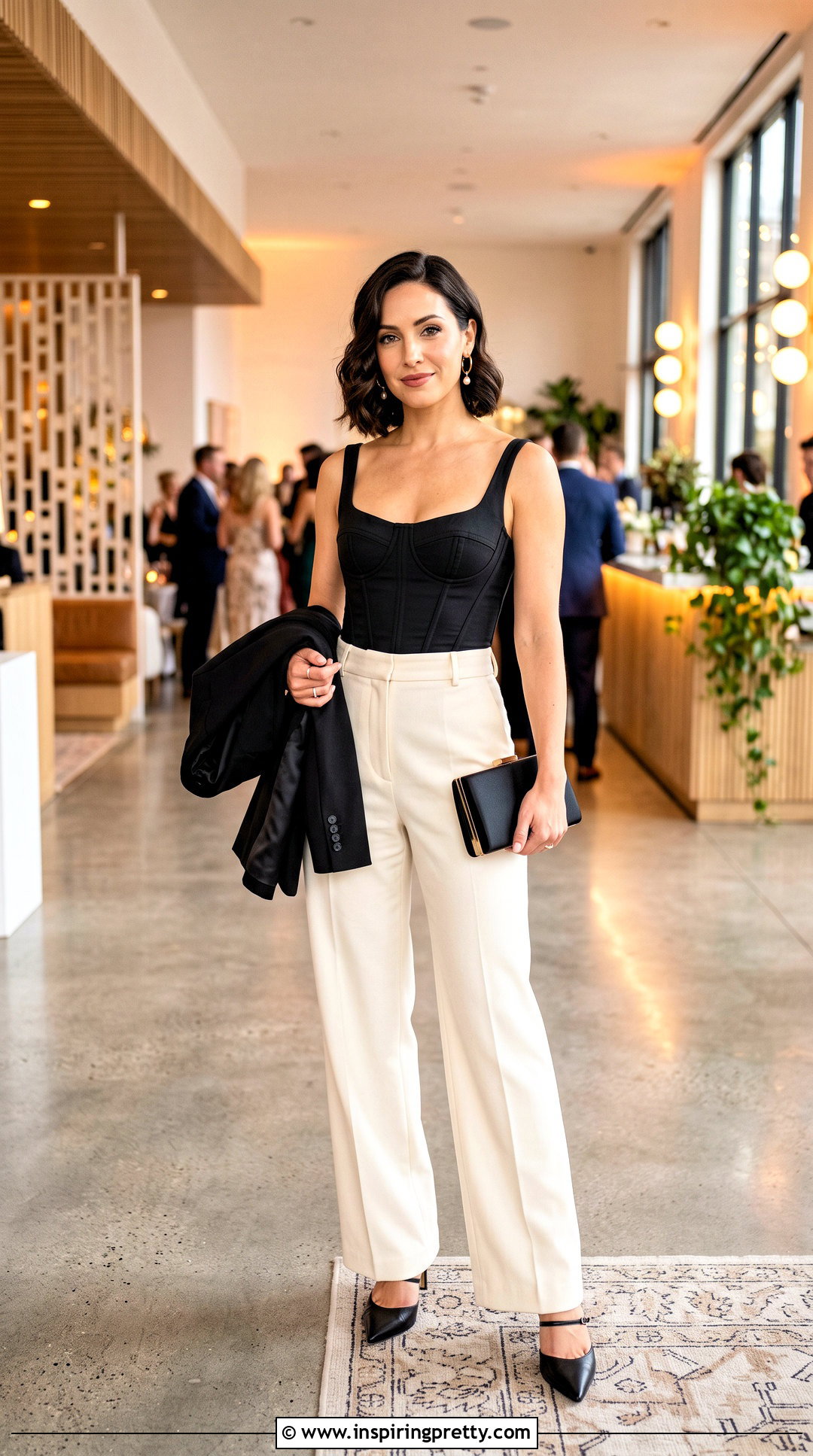Corset Tight Top With Wide Leg Pants - 50 tight top outfit ideas