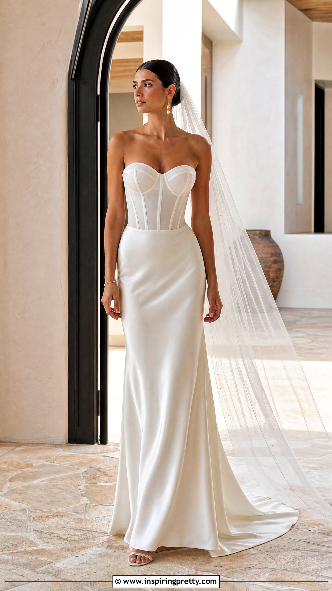 Corset Top And Bias Cut Satin Skirt - 50 corset top wedding dress outfit ideas