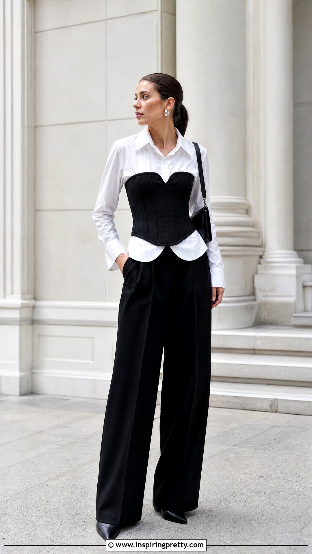 Corset Top Over Button Down Shirt Outfit - 20 Multi Layered Tops outfit ideas