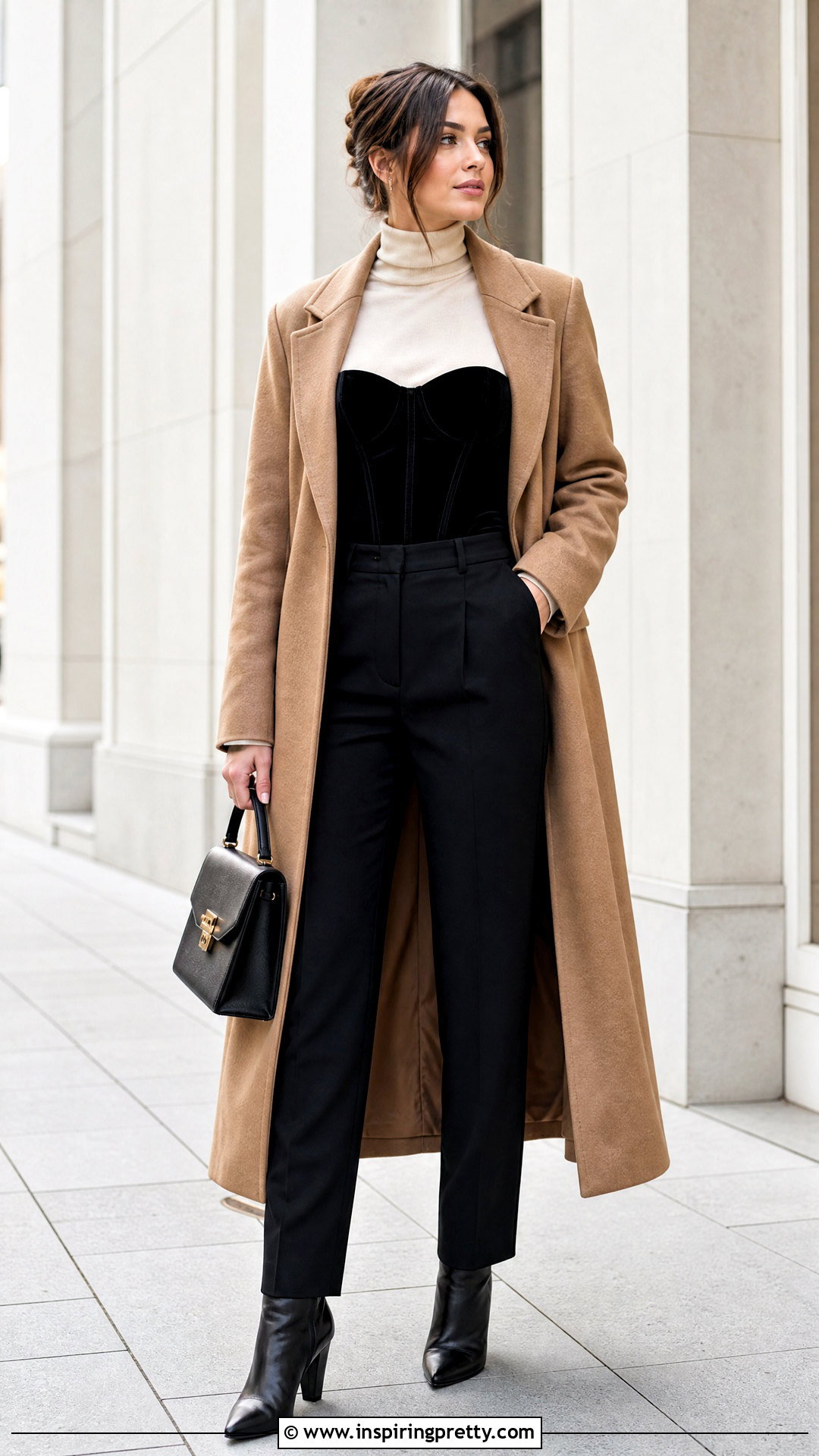 Corset Top Over Fitted Turtleneck - 50 corset top outfit ideas
