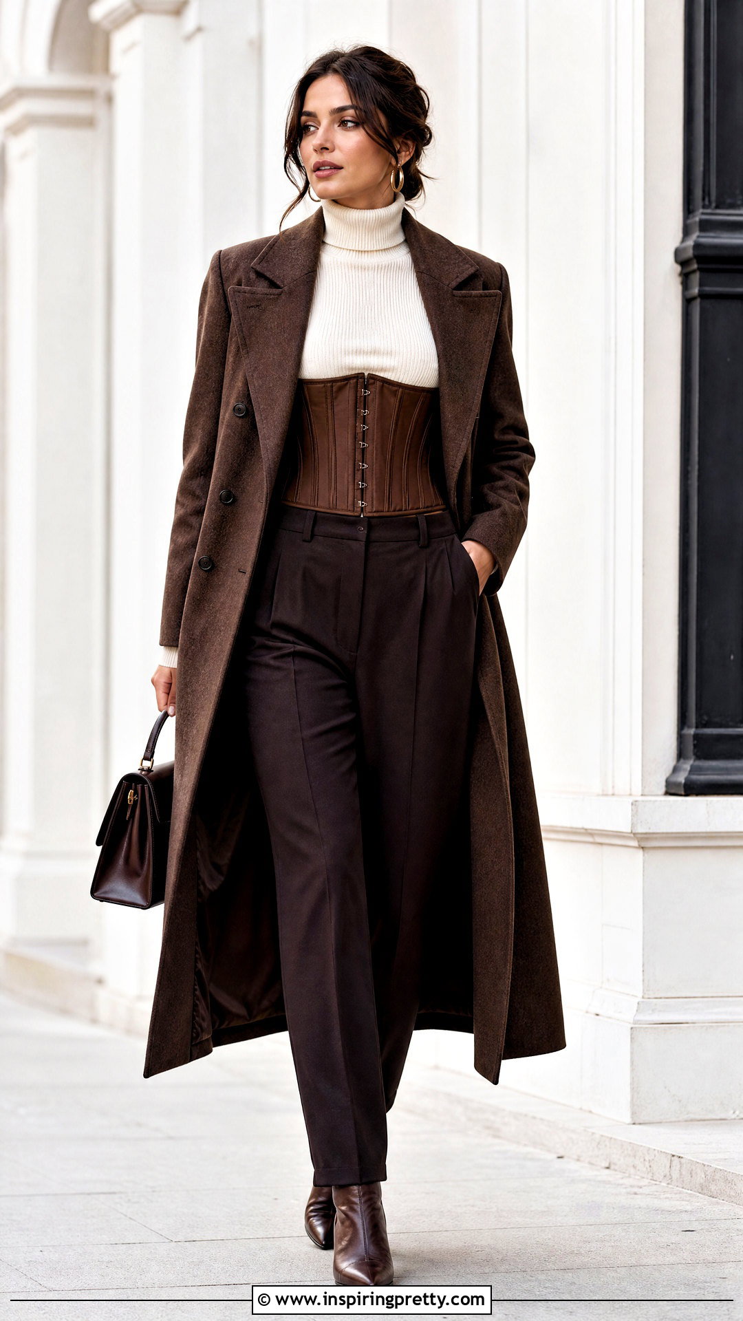 Corset Top Over Turtleneck With Trousers - 50 corset top and trousers outfit ideas