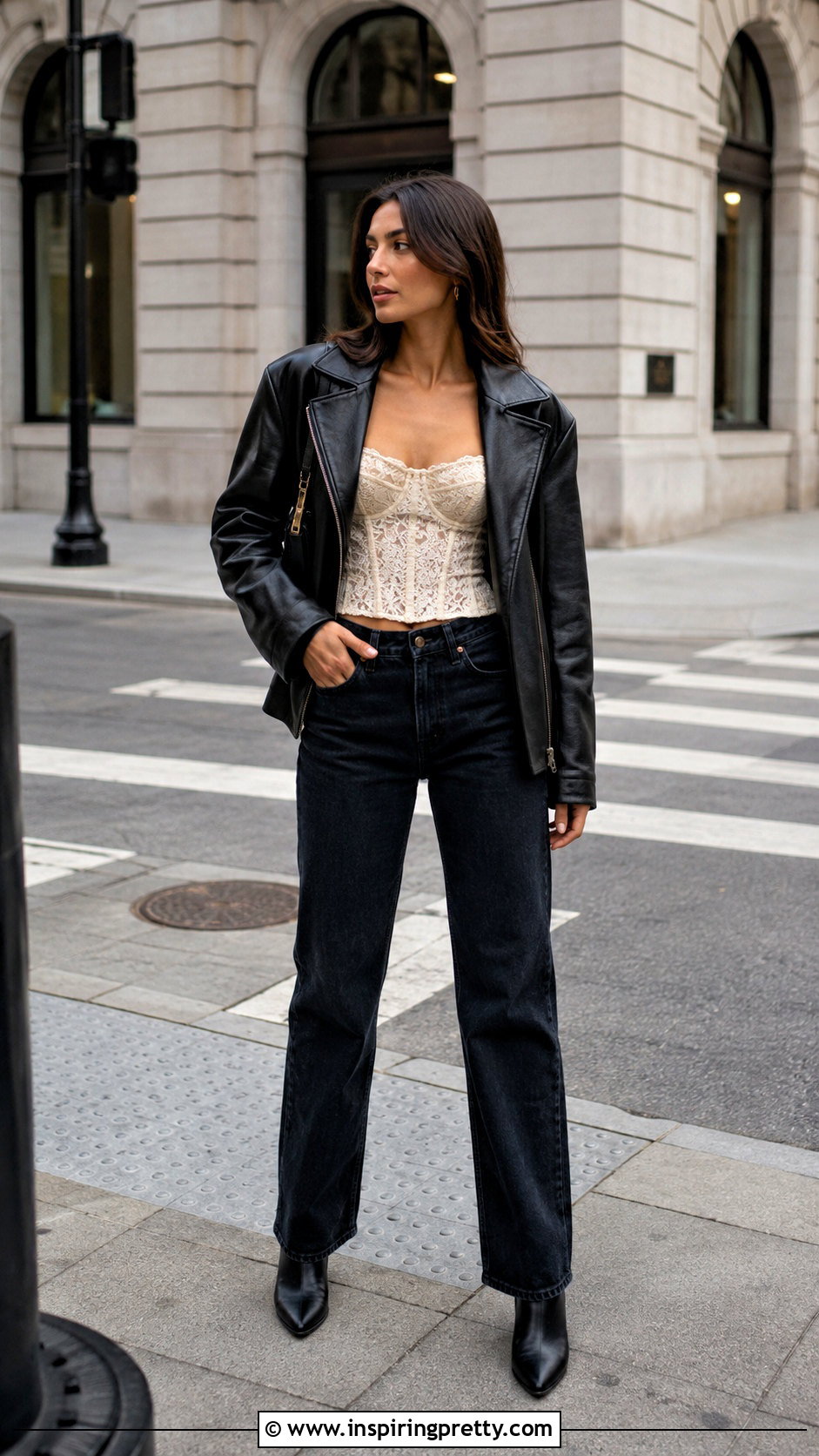 Corset Top With A Leather Jacket - how to style corset tops (50 ways)