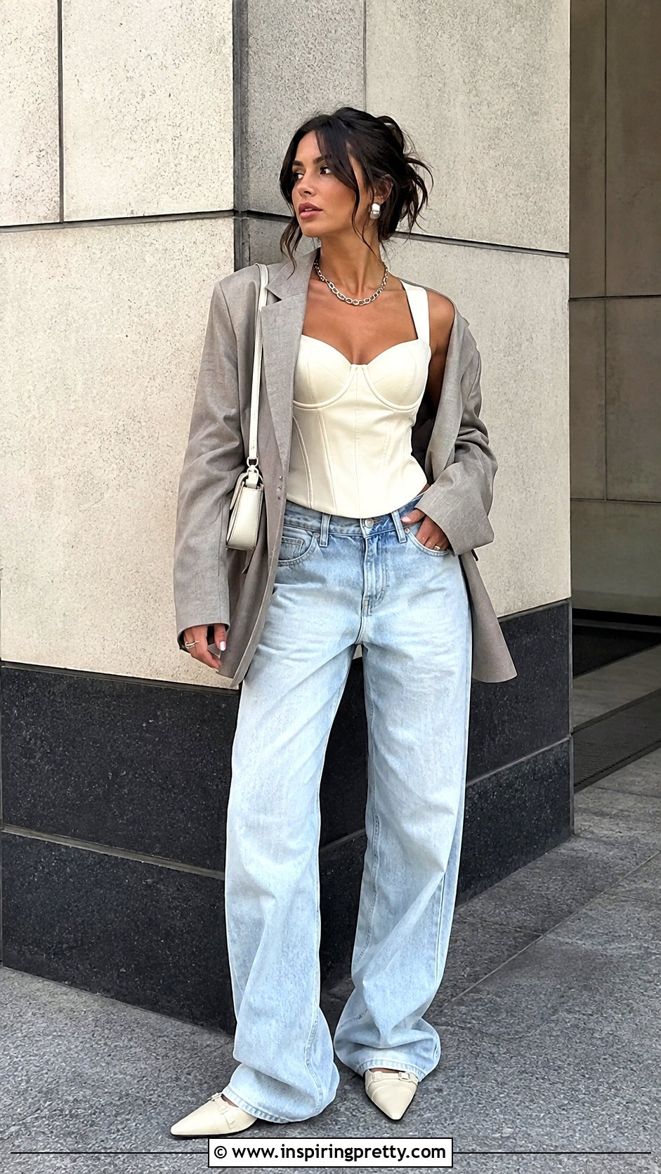 Corset Top With Baggy Jeans - 50 modern tops outfit ideas