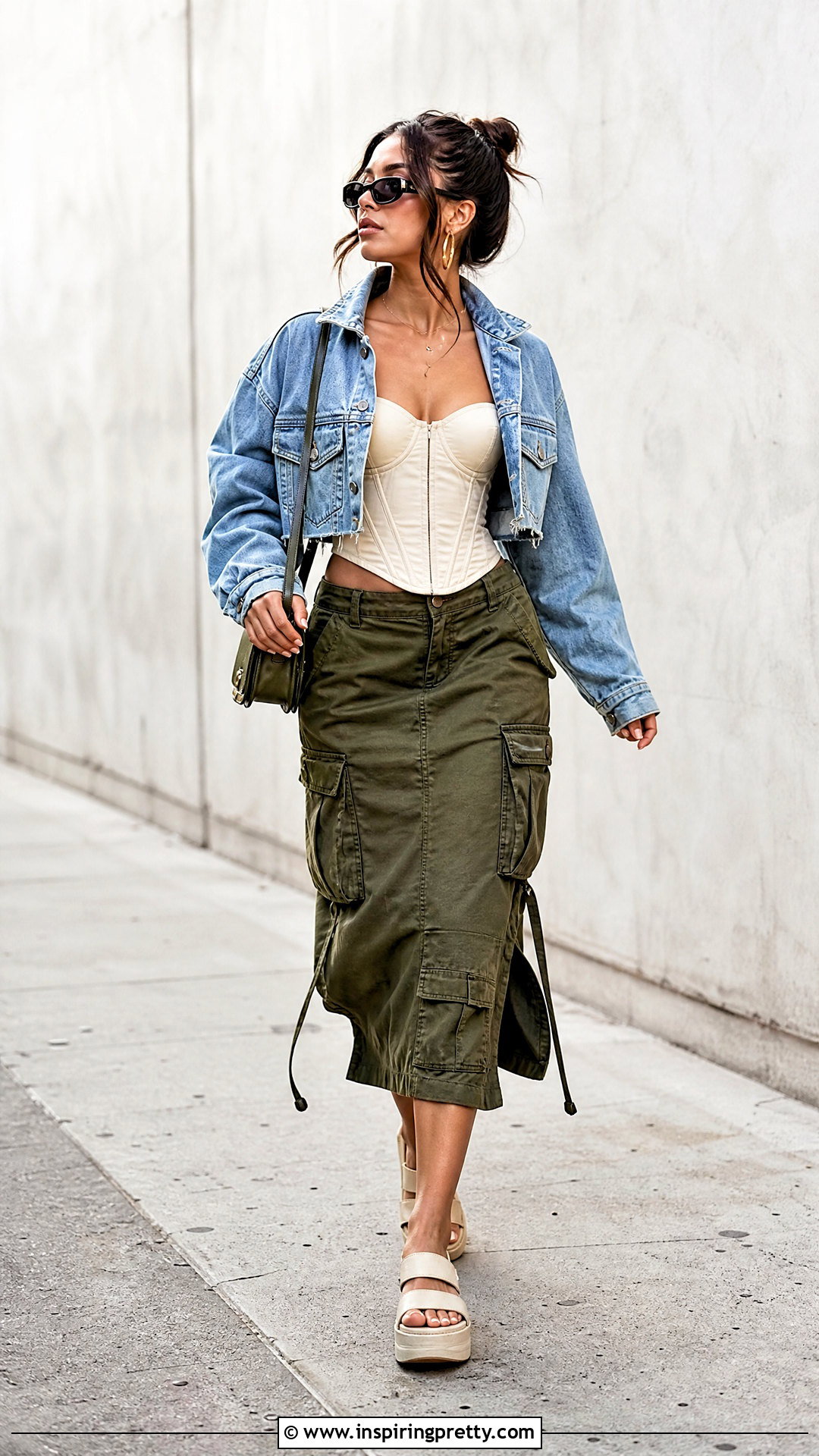 Corset Top With Cargo Skirt - 50 corset tops outfit ideas