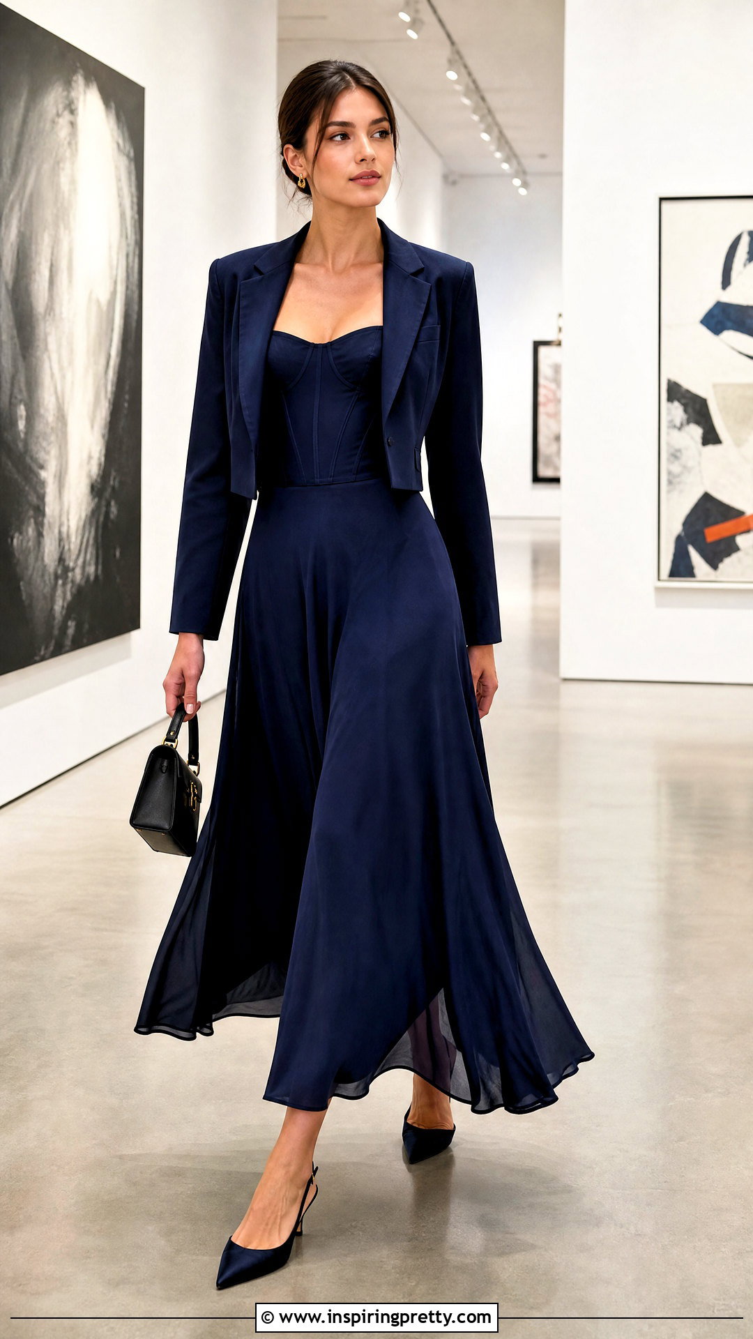 Corset Top With Cropped Blazer And Maxi Skirt - 50 corset top outfit ideas