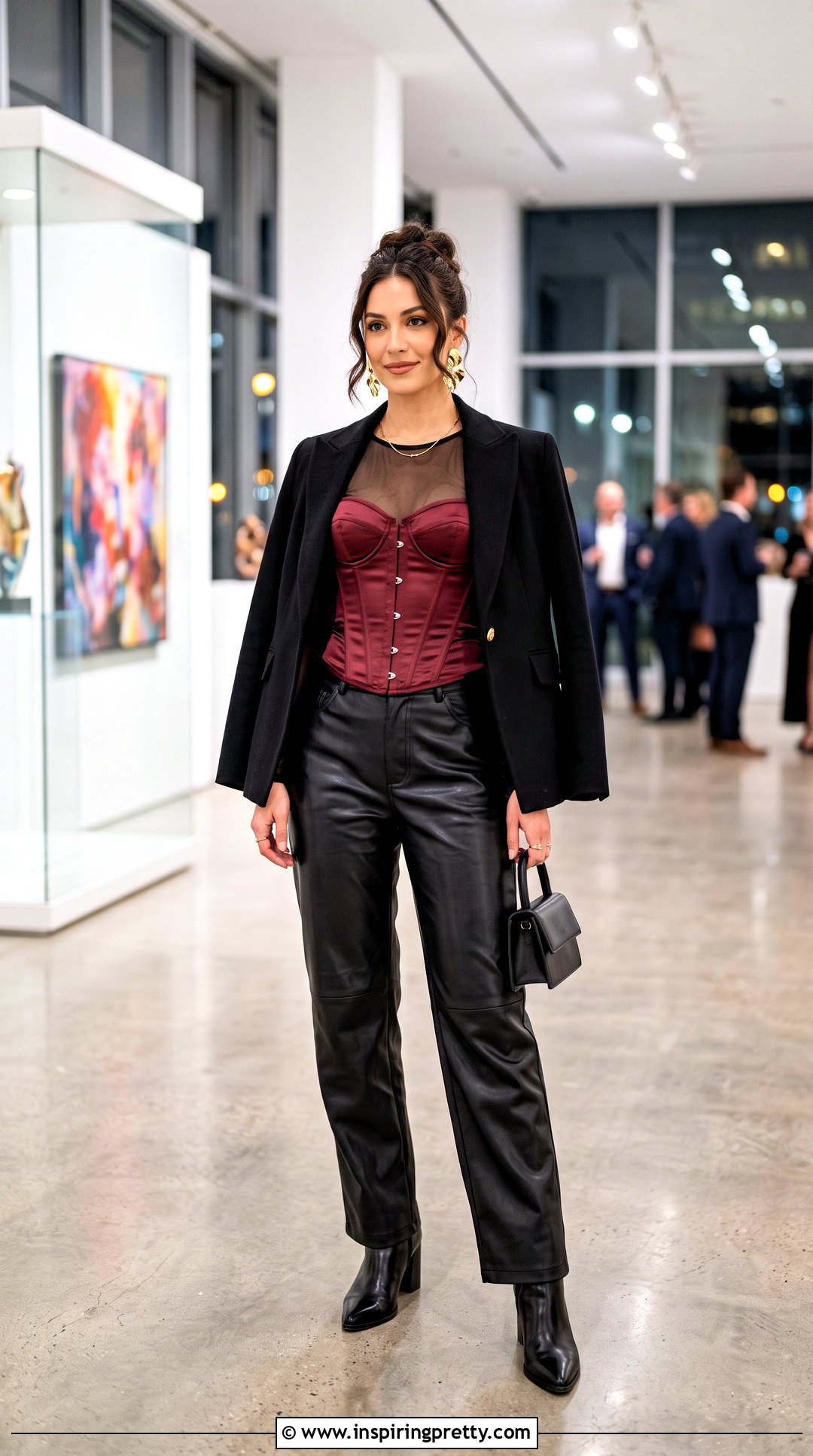 Corset Top With Faux Leather Pants - 50 Top Corset outfit ideas