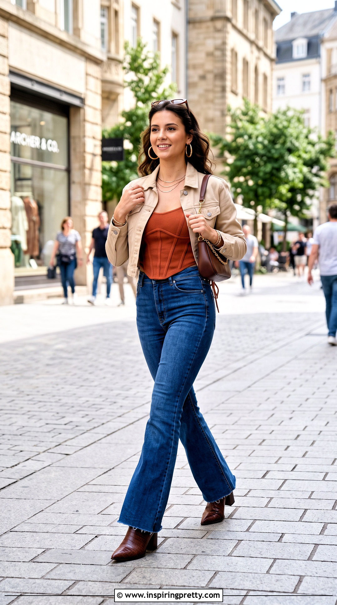 Corset Top With Flare Jeans - 50 corset top outfit ideas