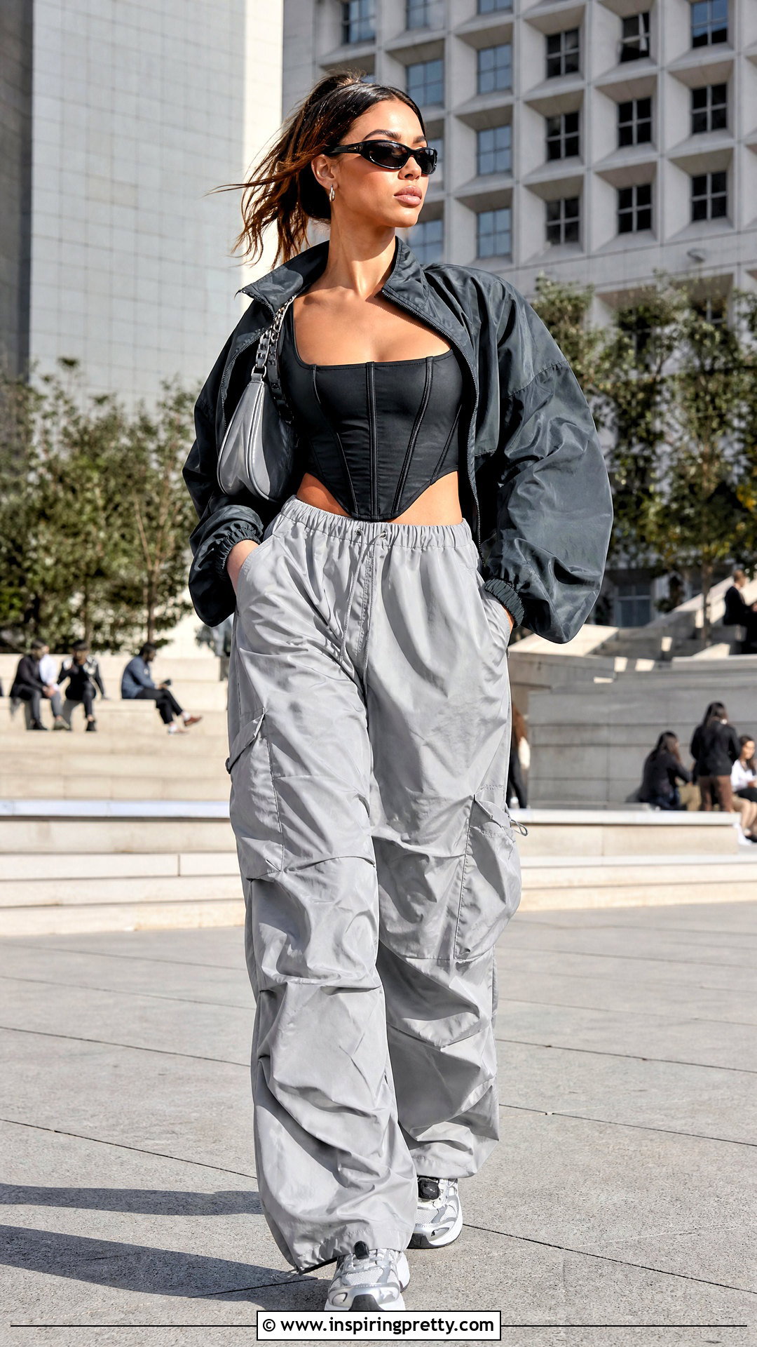 Corset Top With Parachute Trousers - 50 corset top and trousers outfit ideas