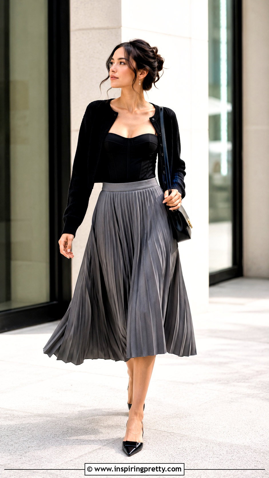 Corset Top With Pleated Midi Skirt - 50 corset top dress outfit ideas