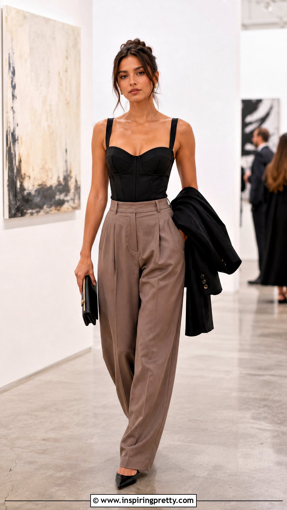 Corset Top With Pleated Trousers Outfit - 20 dressy pants and tops outfit ideas