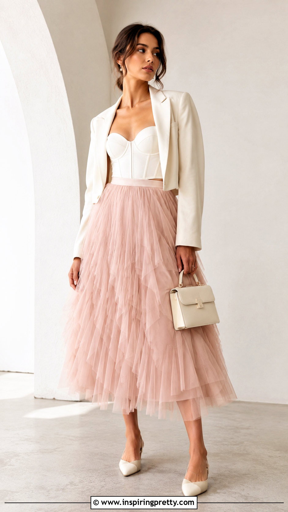 Corset Top With Tulle Midi Skirt - 50 corset top dress outfit ideas