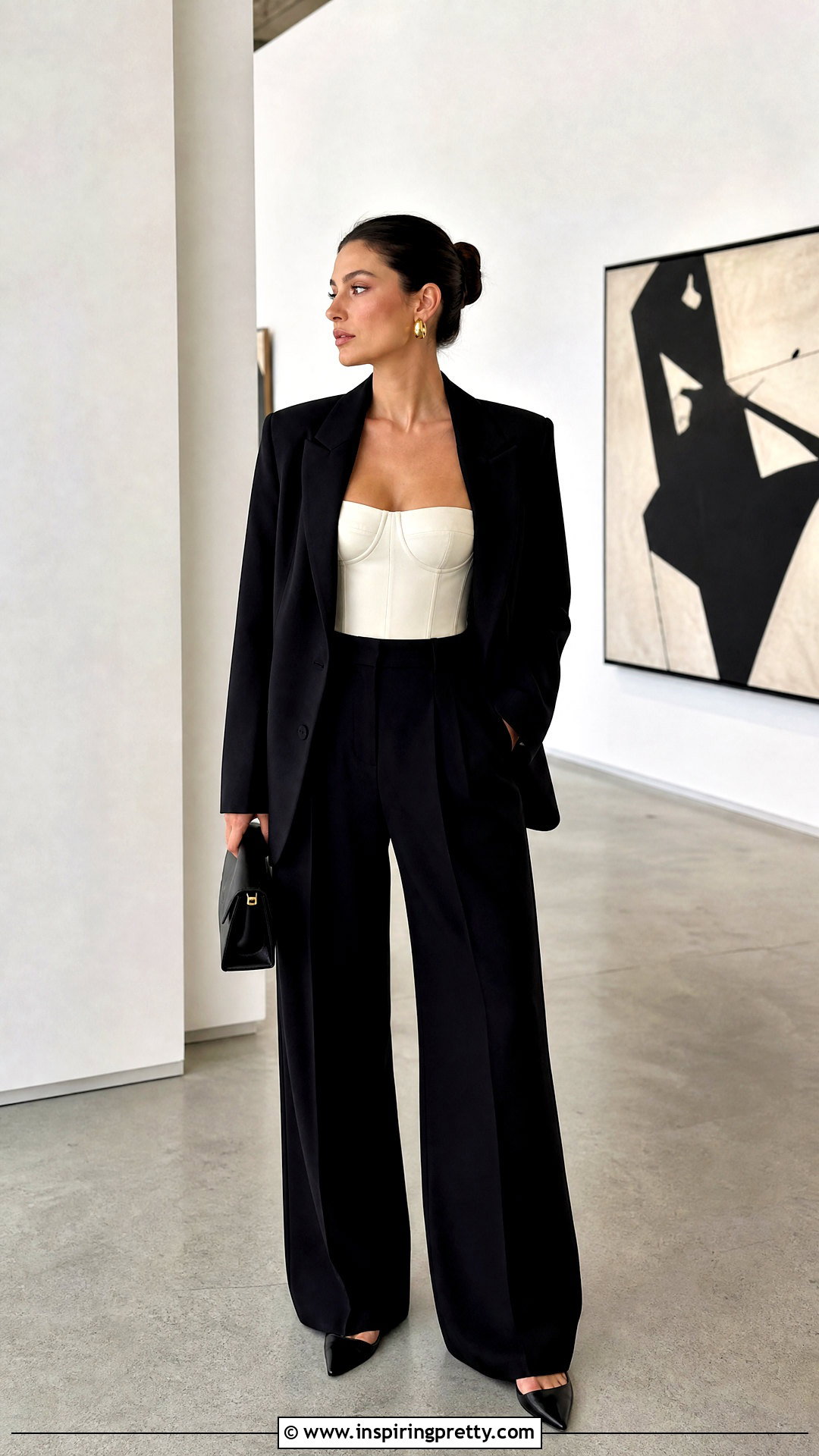 Corset Tube Top With Suit Trousers - 50 cute tube tops outfit ideas