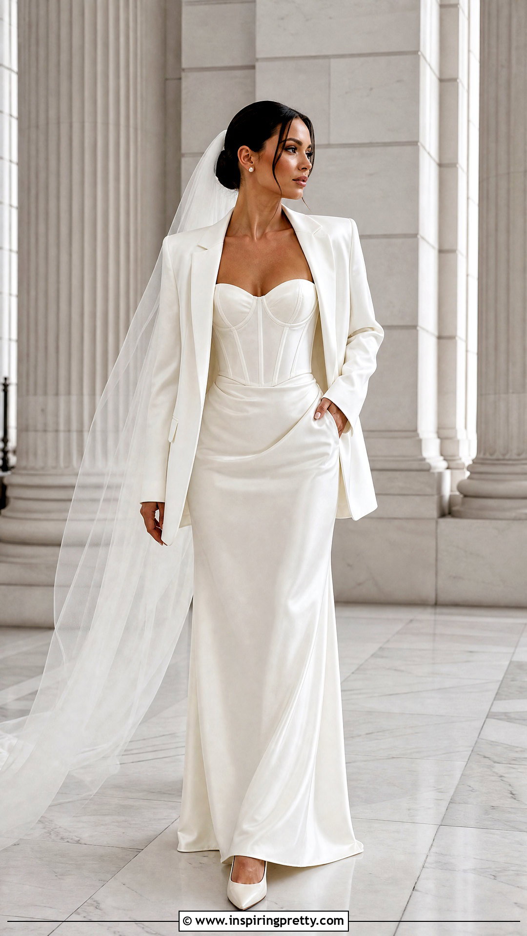 Corset Wedding Dress With Bridal Blazer - 50 wedding dress corset top outfit ideas