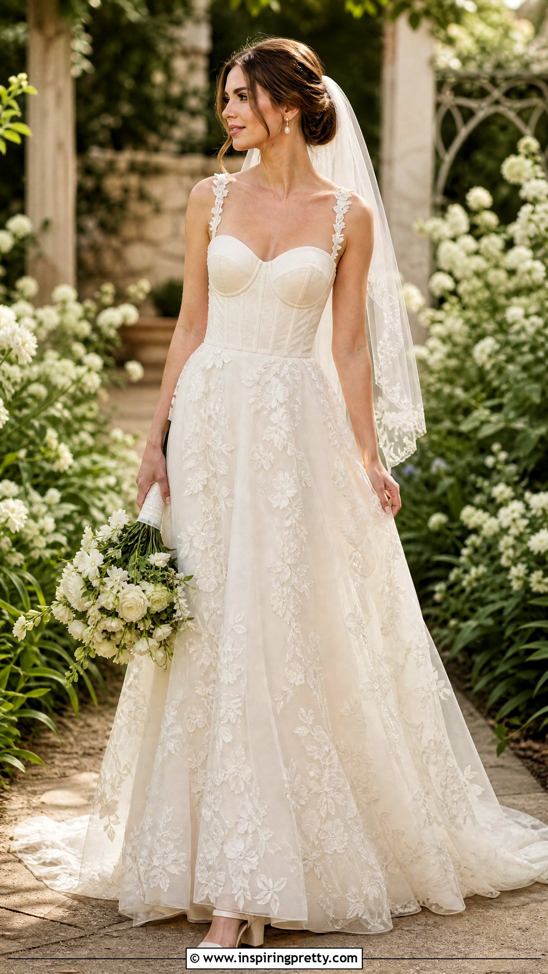 Corset Wedding Dress With Garden Lace Skirt - 50 wedding dress corset top outfit ideas