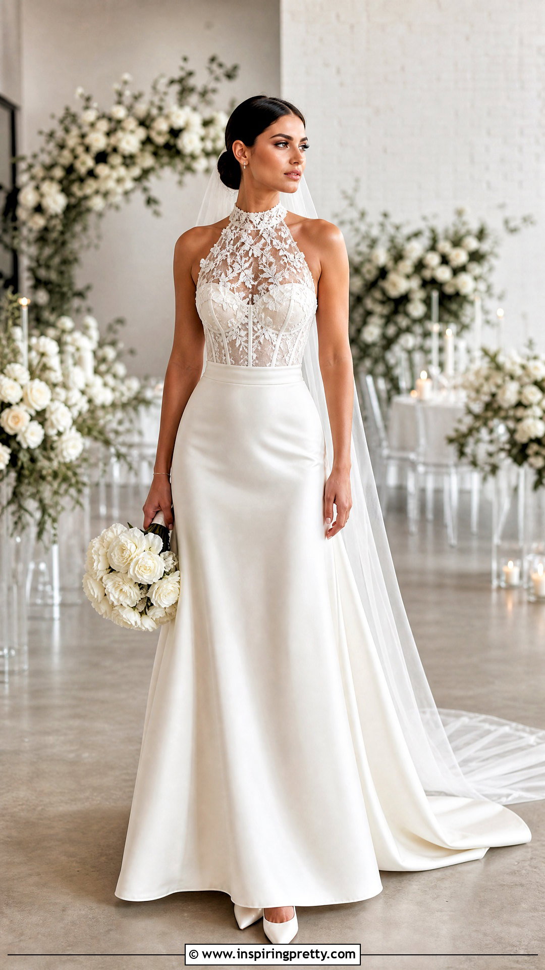 Corset Wedding Dress With Halter Neck Overlay - 50 wedding dress corset top outfit ideas