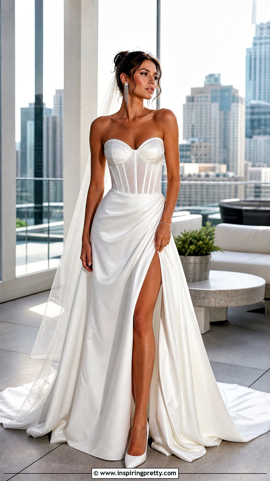 Corset Wedding Dress With High Slit - 50 corset top wedding dress outfit ideas