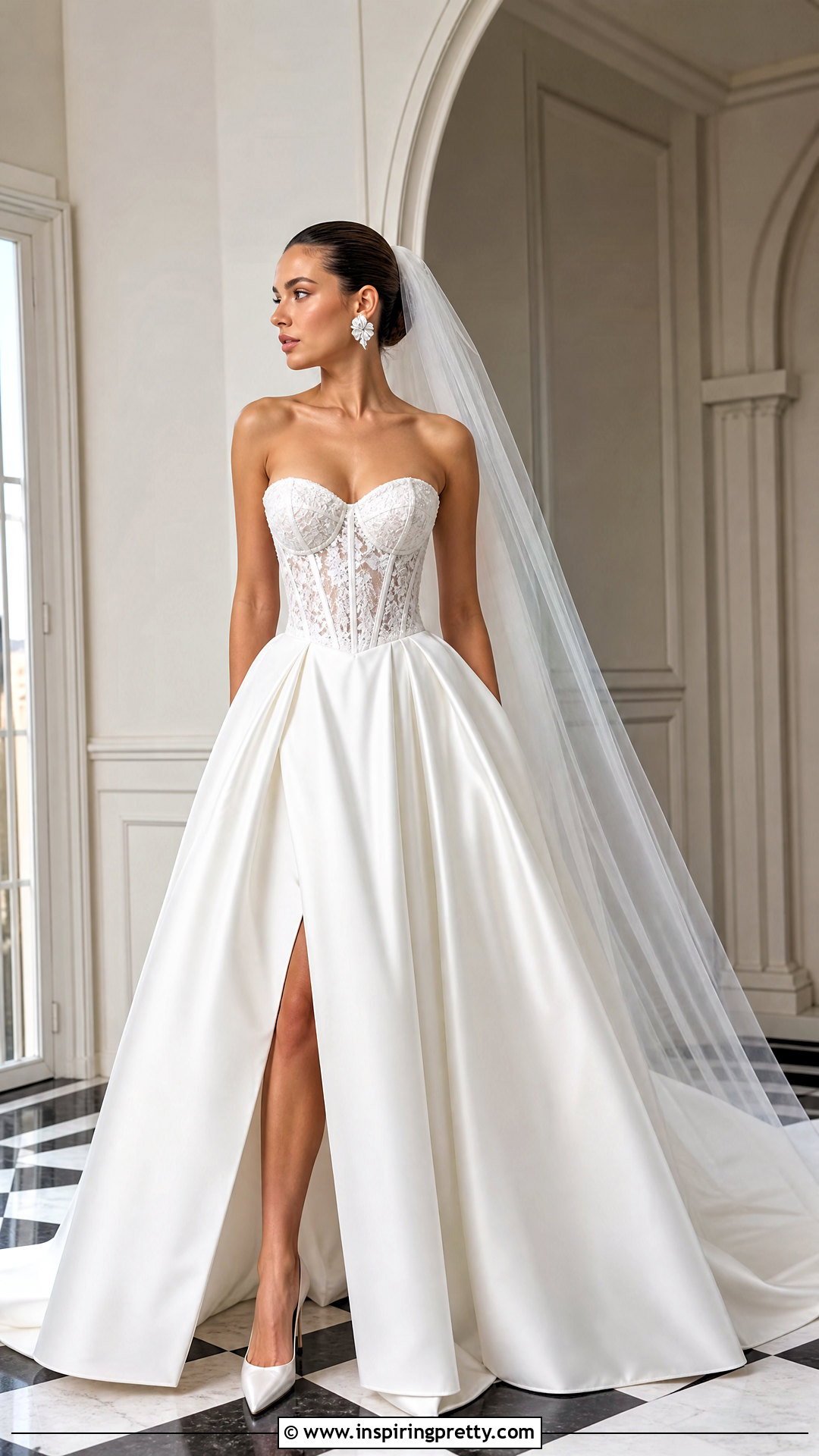 Corset Wedding Dress With Lace Top And Satin Skirt - 25 Wedding Dresses Lace Top Plain Skirts