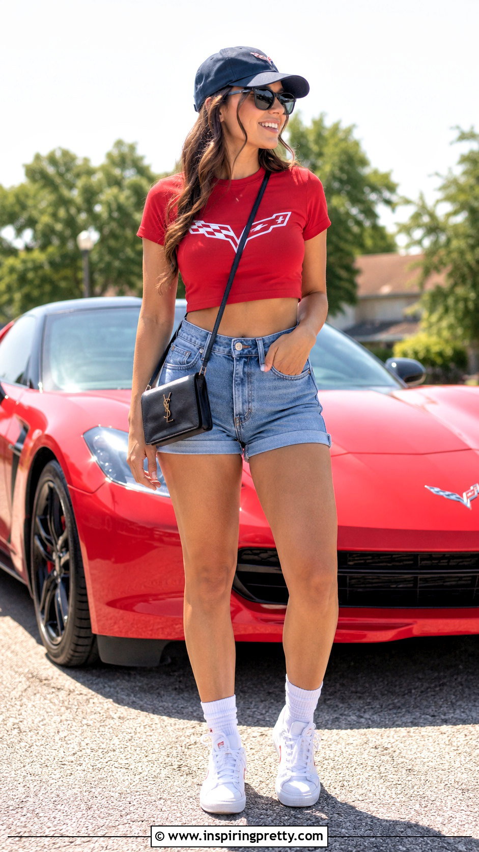 Corvette Crop Top With Denim Shorts - 20 Corvette Crop Top outfit ideas