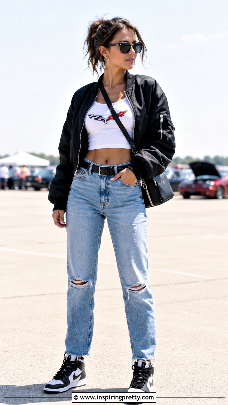 Corvette Crop Top With Distressed Jeans - 20 Corvette Crop Top outfit ideas