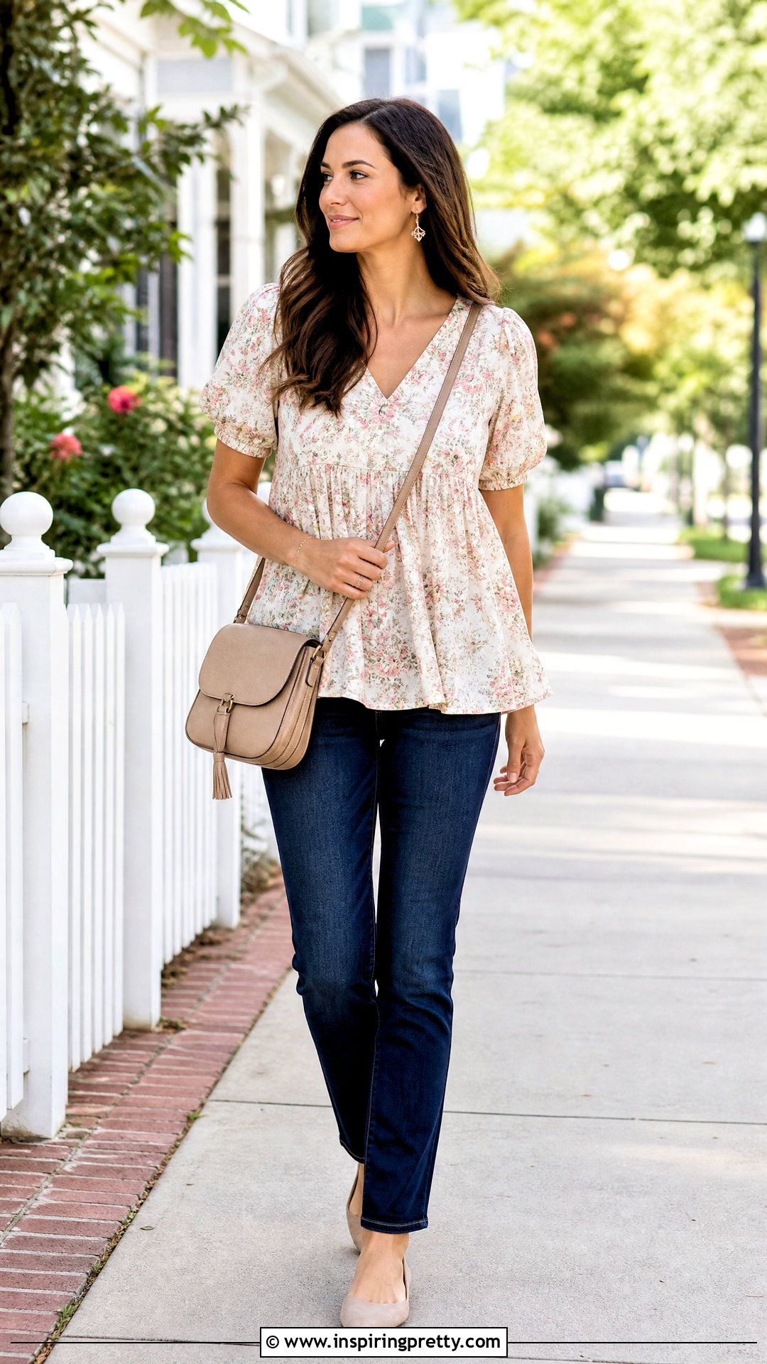 Cotton Babydoll Top With Skinny Jeans - 50 cotton tops outfit ideas