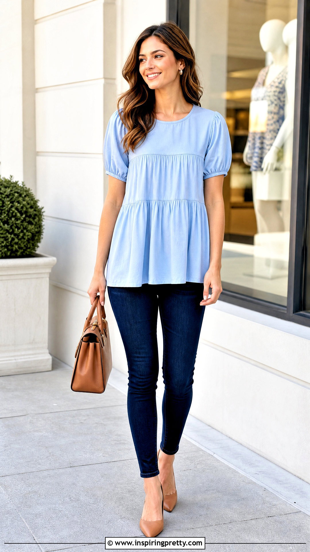 Cotton Babydoll Top With Skinny Jeans - 50 cotton tops designs casual ideas