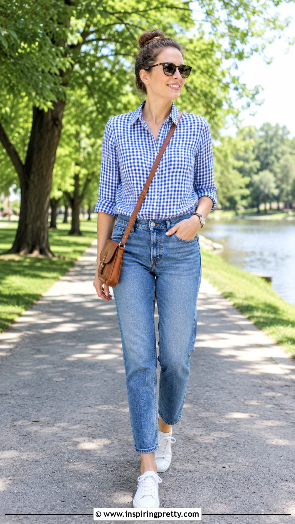 Cotton Check Shirt With Straight Jeans - 50 cotton tops for jeans