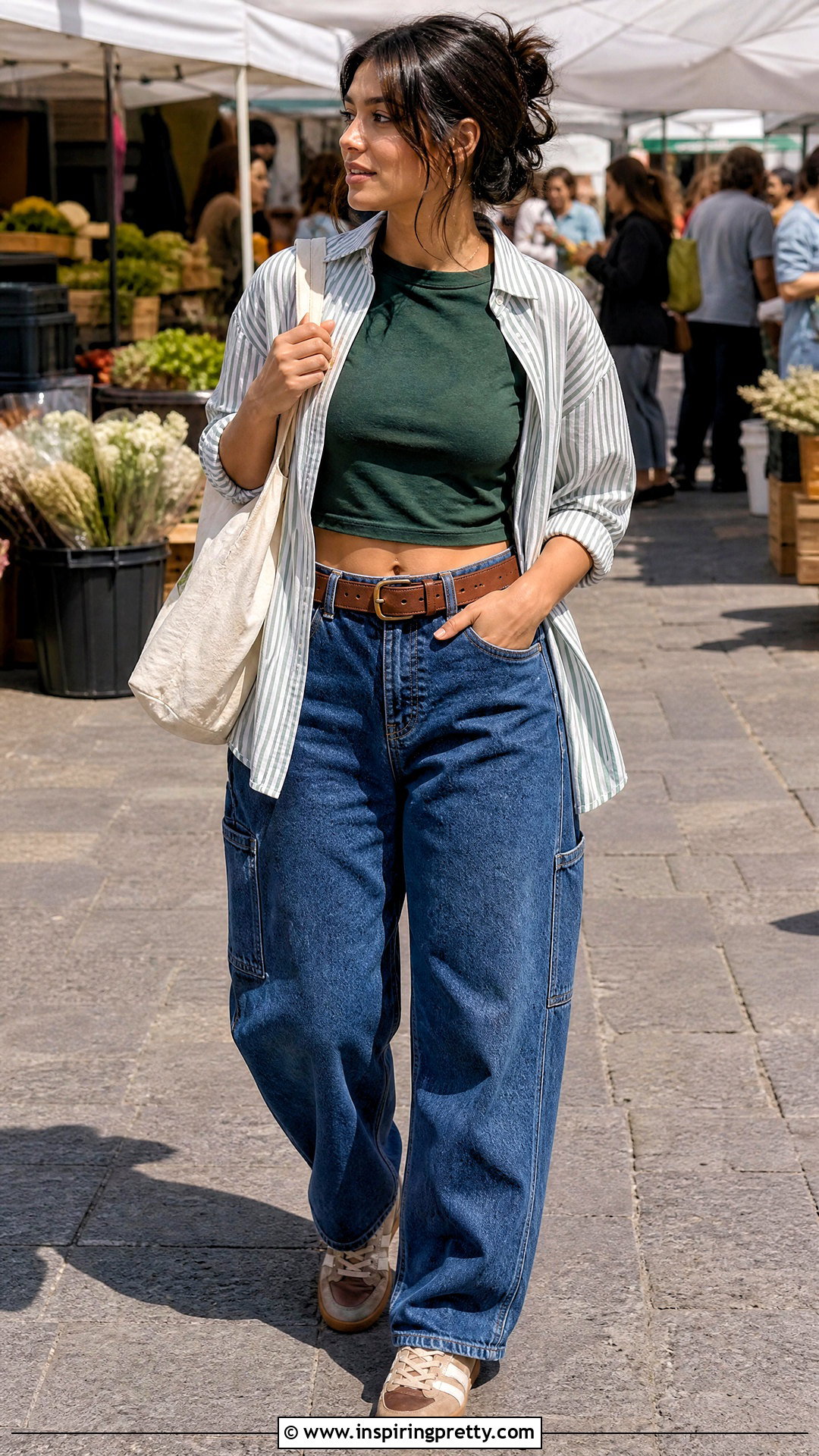Cotton Crop Top With Carpenter Jeans - 50 cotton crop top outfit ideas