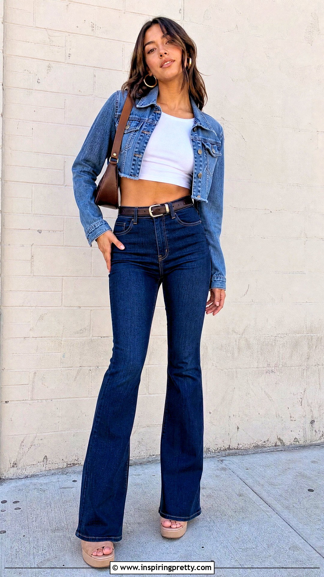 Cotton Crop Top With Flared Jeans - 50 cotton crop top outfit ideas