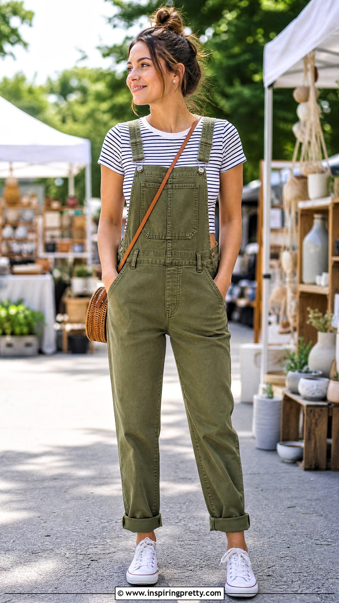 Cotton Crop Top With Overalls - 50 cotton crop top outfit ideas