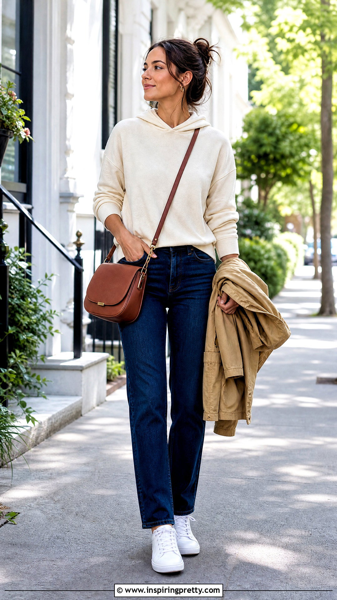Cotton Hoodie Top With Straight Leg Jeans - 50 cotton tops designs casual ideas