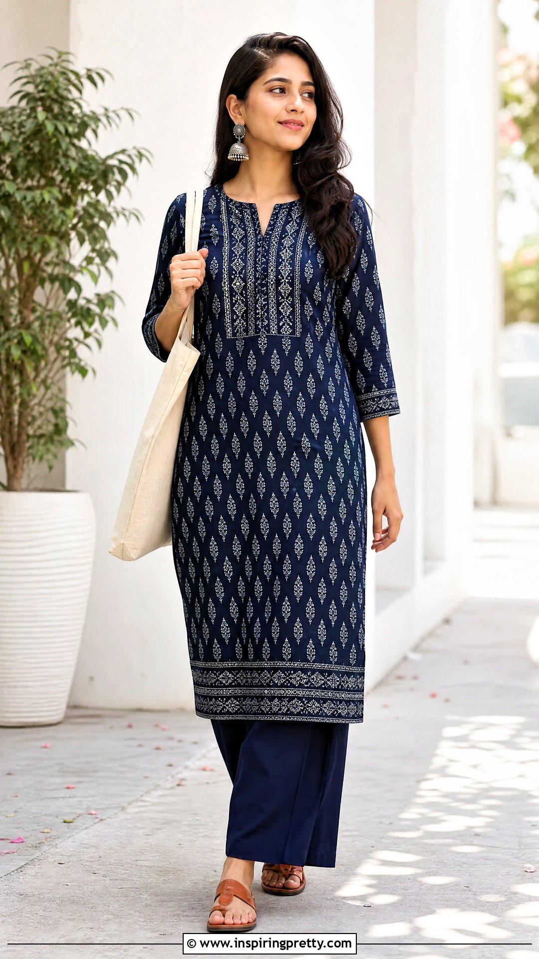 Cotton Long Kurtha Top With Palazzo Pants - 20 long kurtha tops for women