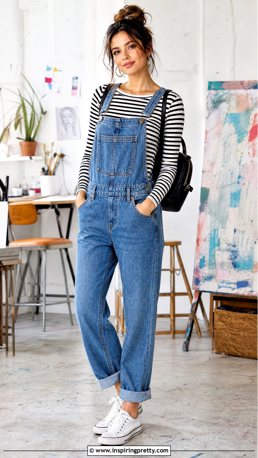 Cotton Long Sleeve Top With Denim Overalls - 50 cotton tops designs casual ideas