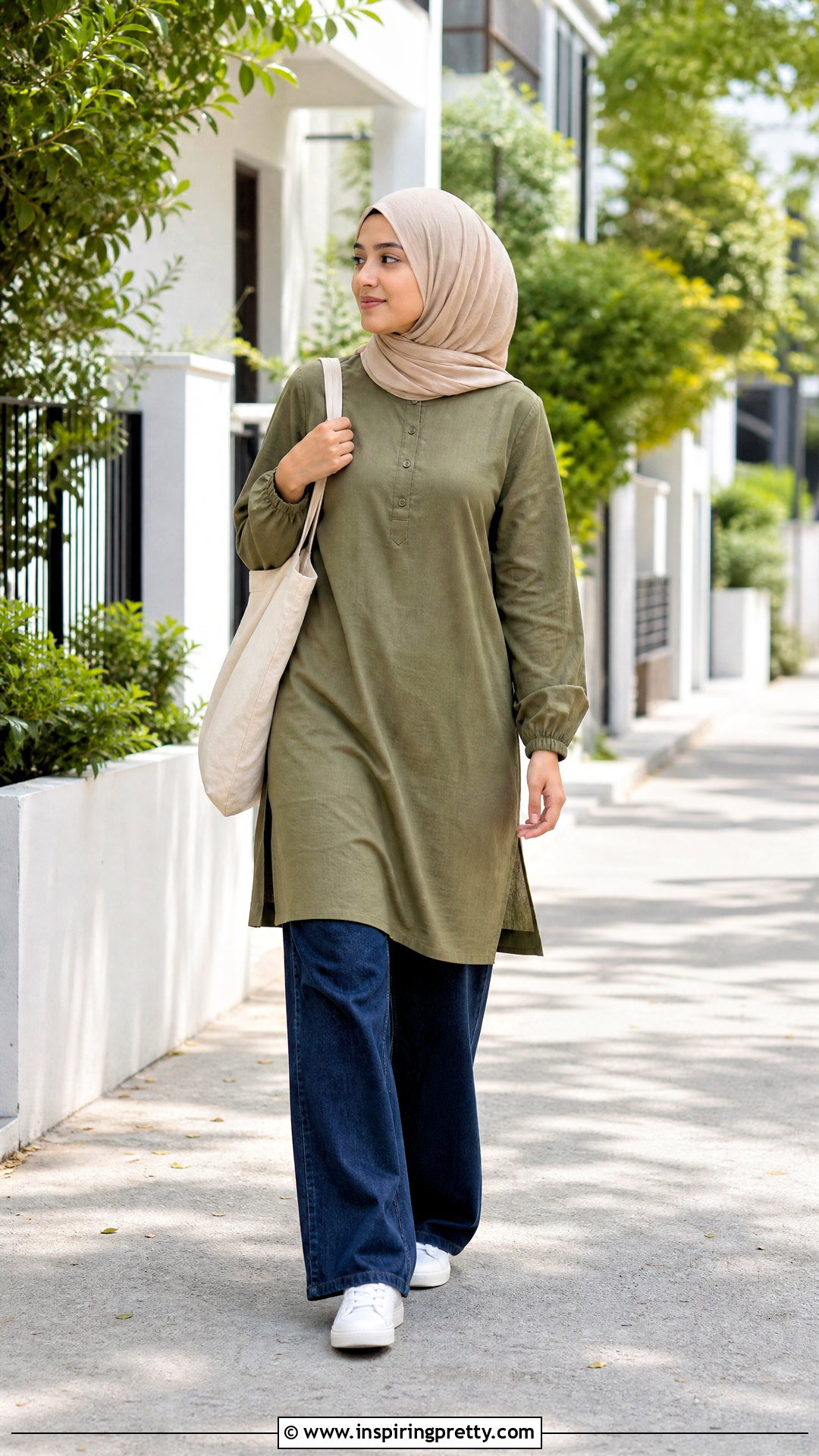 Cotton Long Top With Relaxed Jeans - 50 long tops designs for muslims