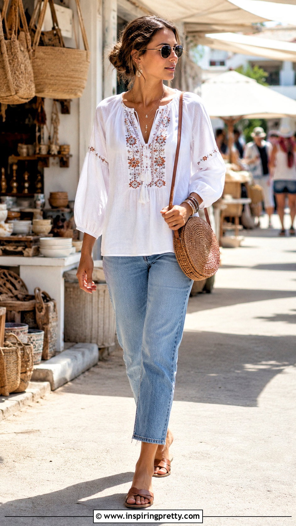 Cotton Peasant Top With Cropped Jeans - 50 cotton tops for jeans