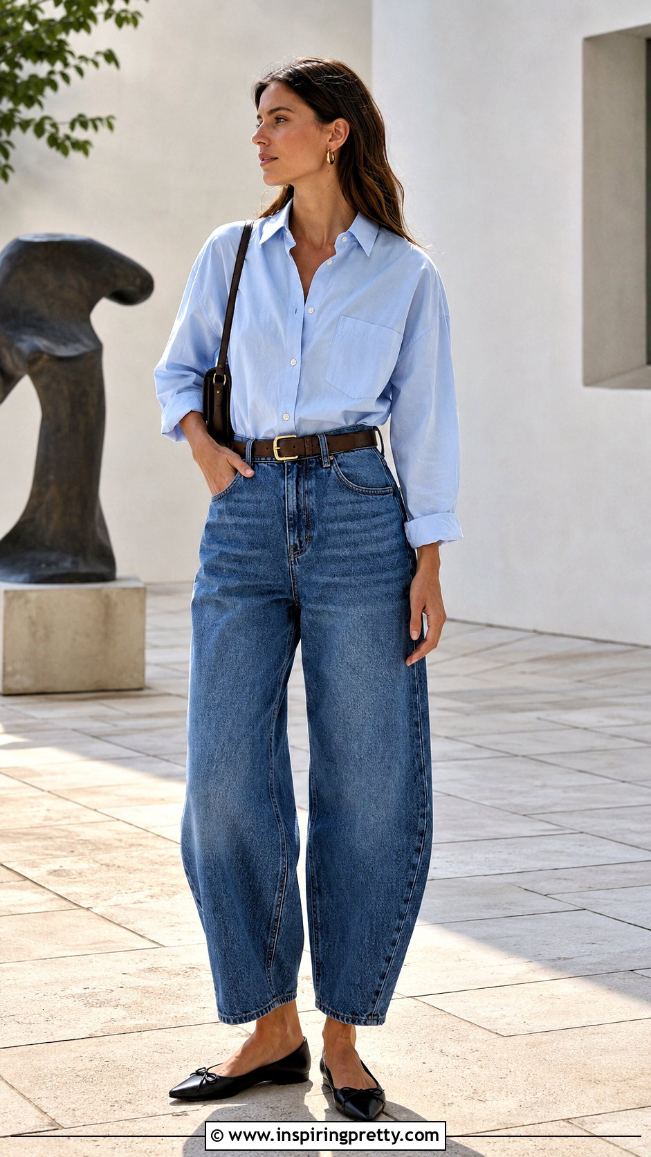 Cotton Poplin Shirt With Barrel Jeans - 50 cotton tops for jeans