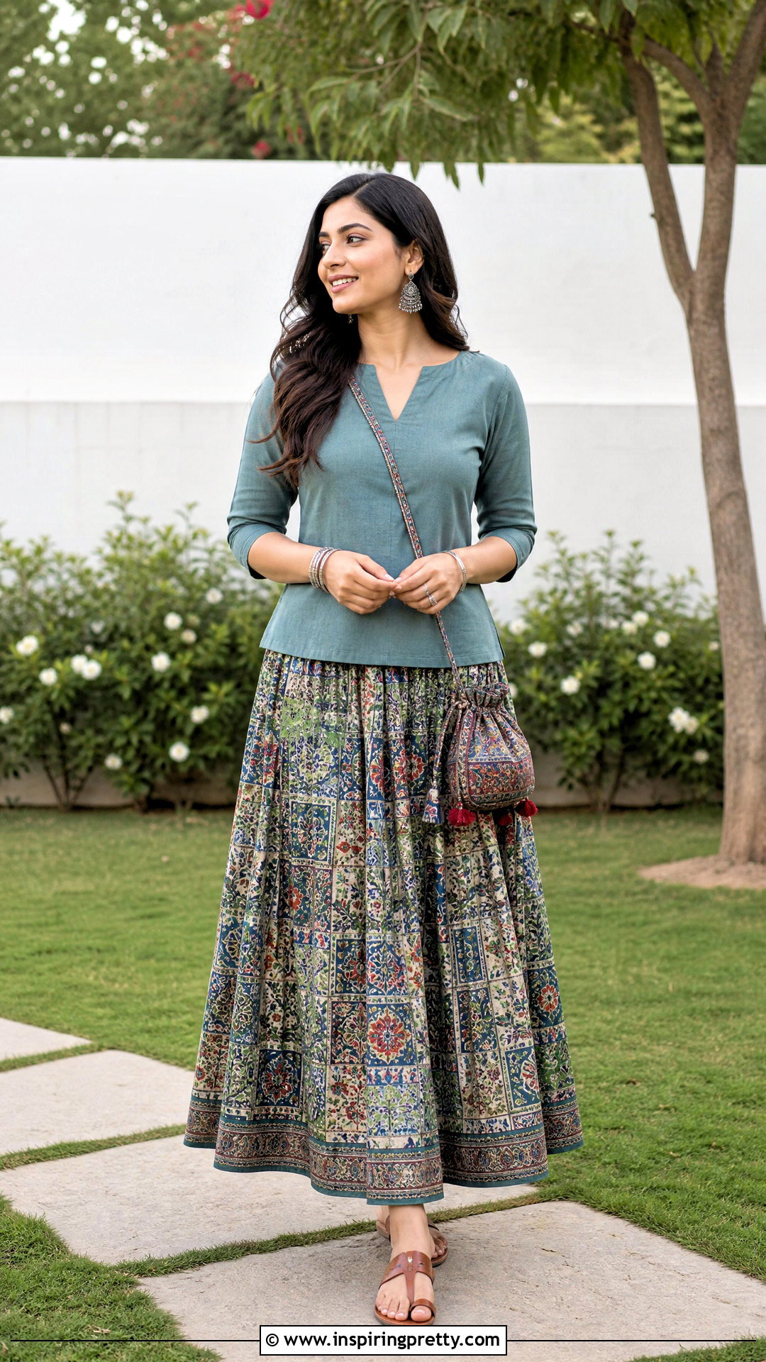 Cotton Printed Skirt With Short Kurti - 50 traditional skirt and top outfits