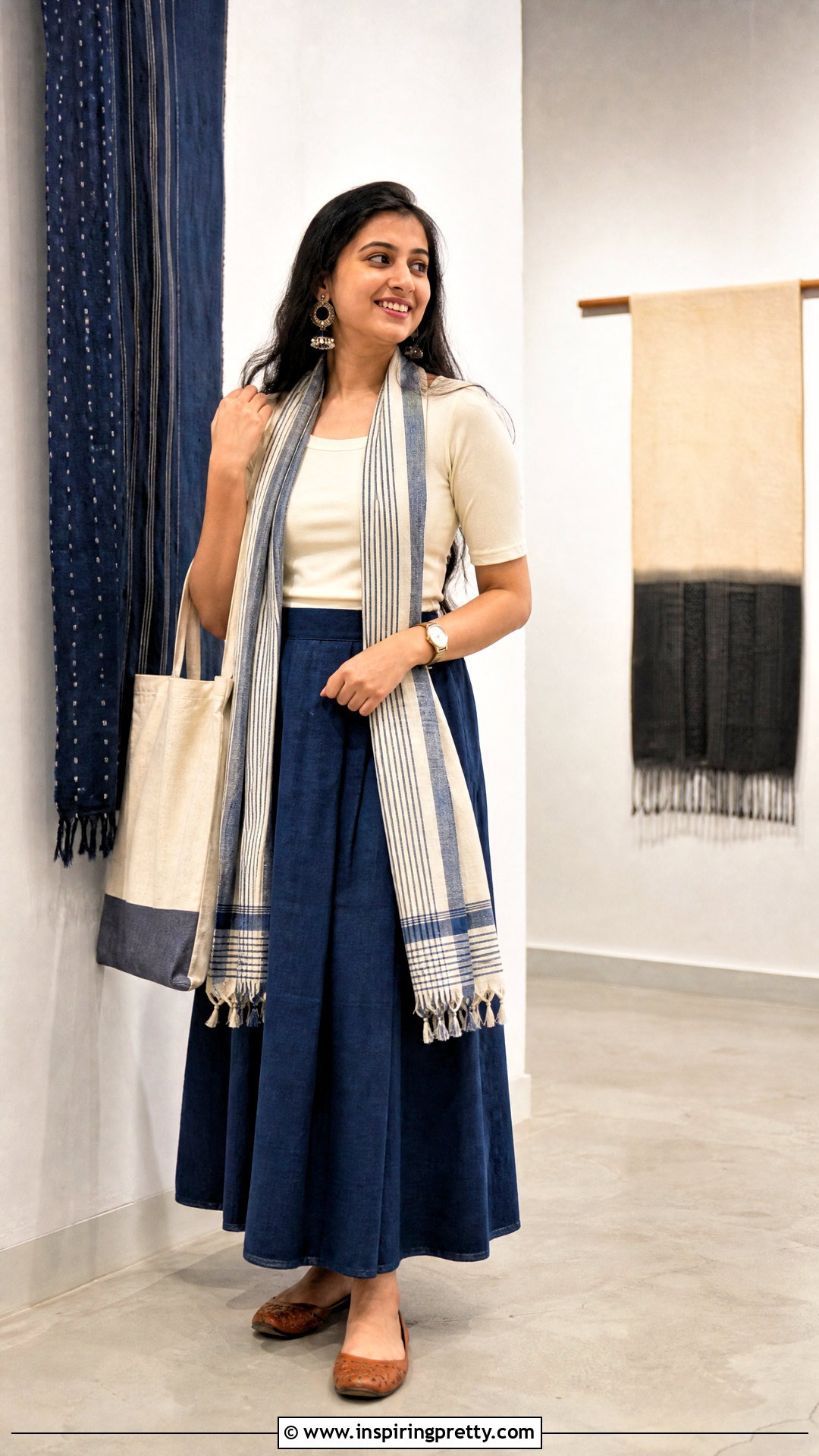 Cotton Skirt And Top With Handloom Stole - 50 cotton skirt and top indian outfit ideas