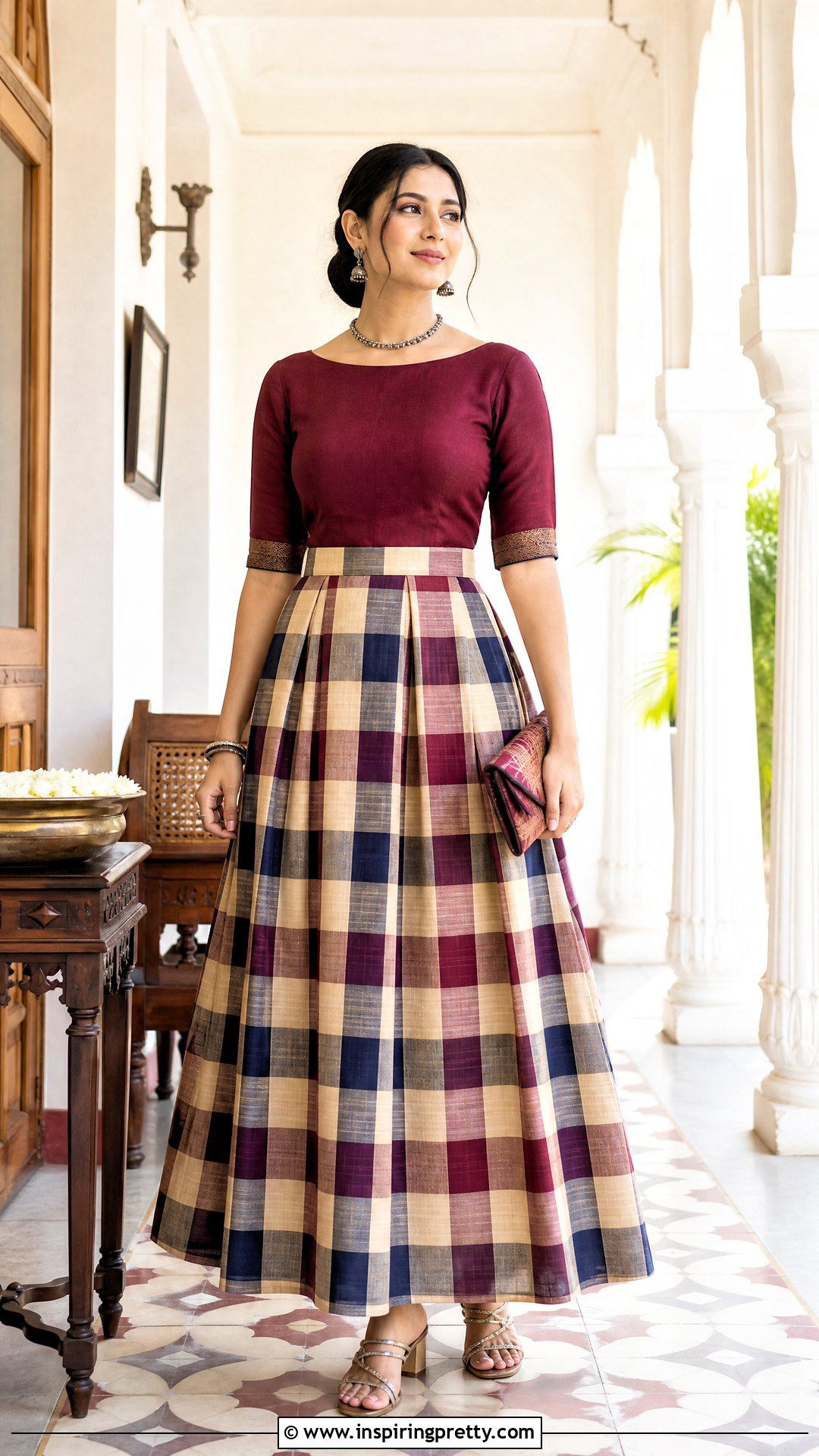 Cotton Skirt With Boat Neck Blouse - 50 cotton skirt and top indian outfit ideas