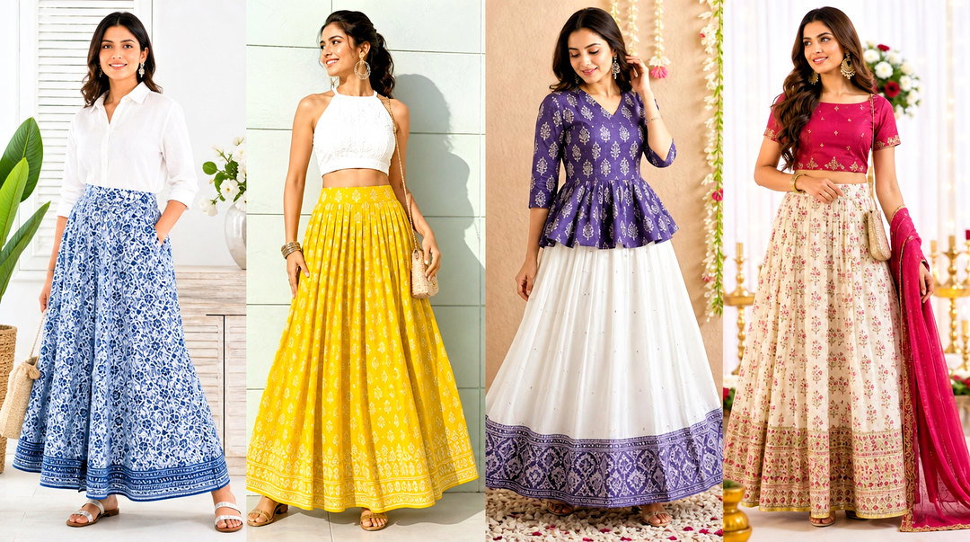 50 Cotton Skirt and Top Indian Outfit Ideas for Festive Style