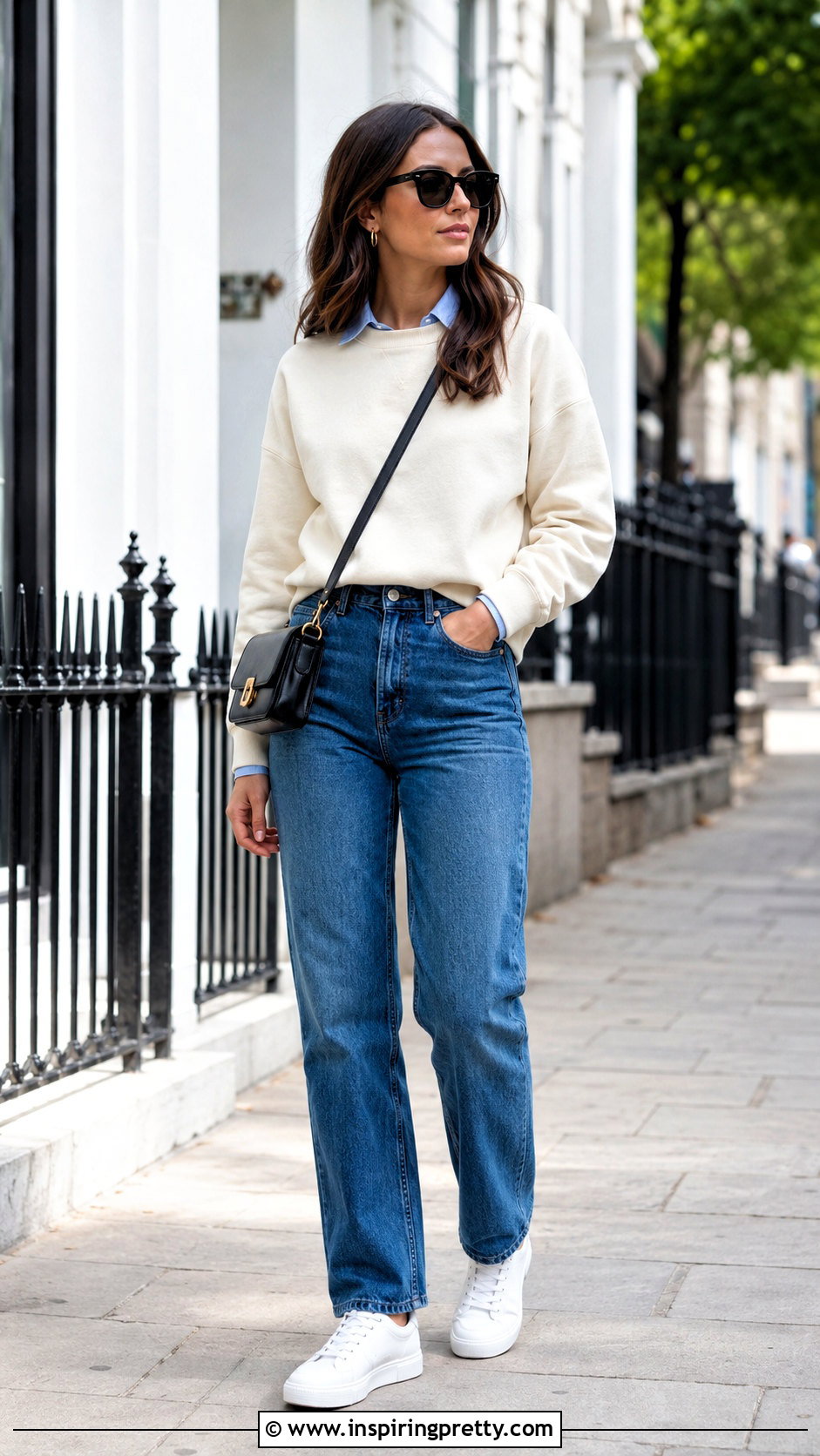 Cotton Sweatshirt With Straight Jeans - 50 cotton tops for jeans