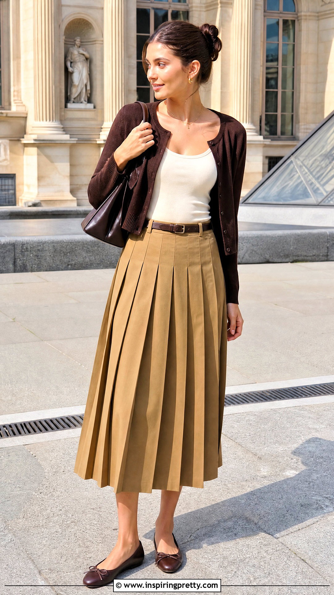 Cotton Tank Top With Cardigan And Midi Skirt - 50 cute cotton tops outfit ideas