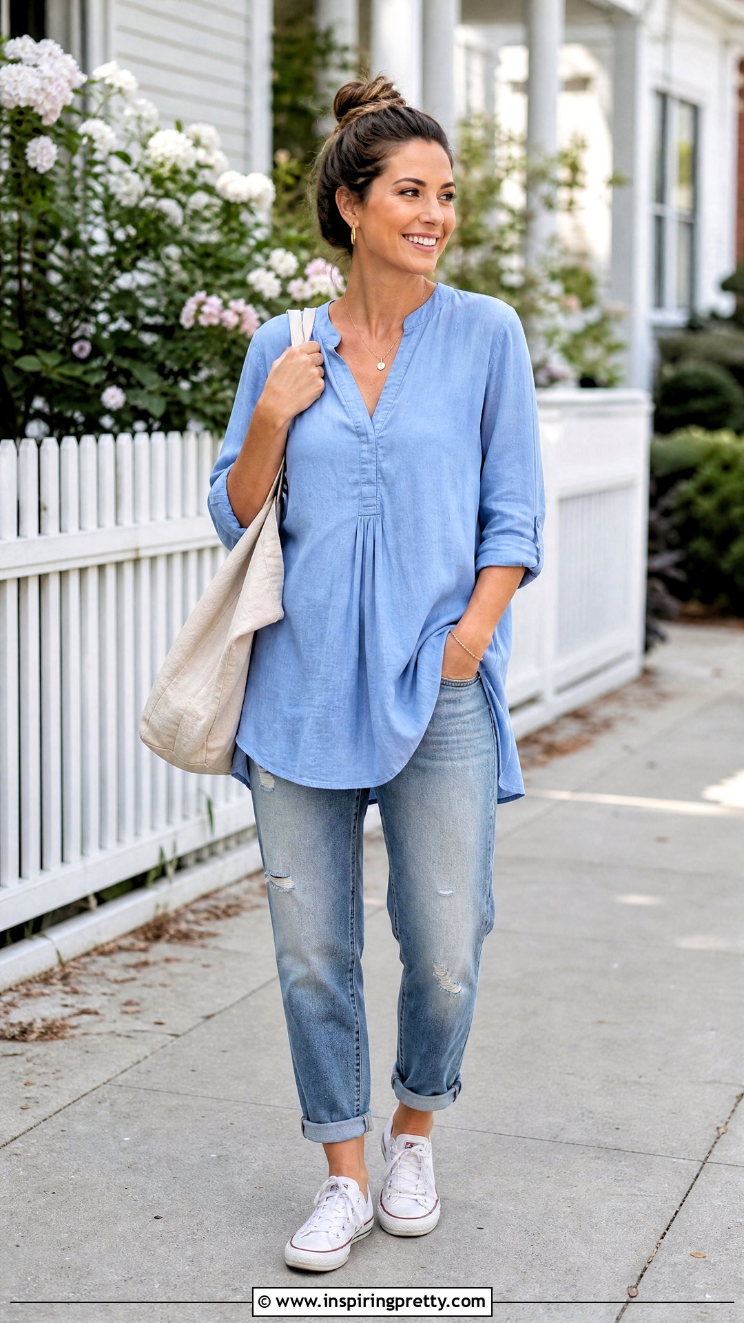 Cotton Tunic Long Top With Boyfriend Jeans - 50 long tops designs