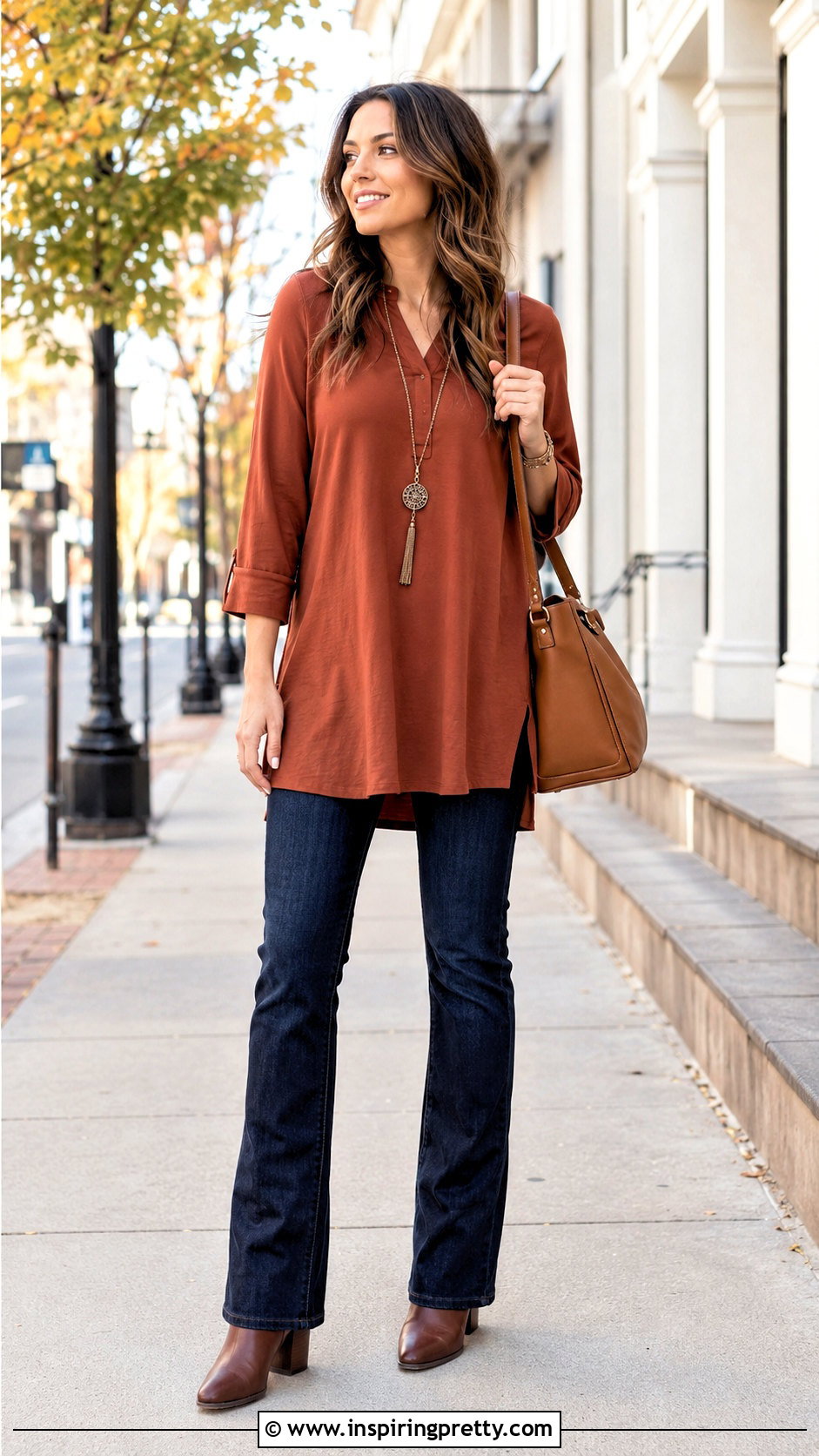 Cotton Tunic Top With Bootcut Jeans - 50 cotton tunic tops outfit ideas