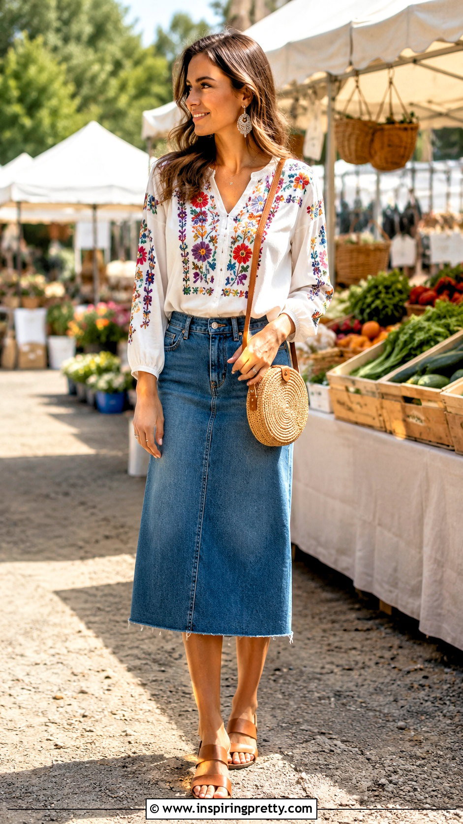 Cotton Tunic Top With Denim Skirt - 50 cotton tunic tops outfit ideas