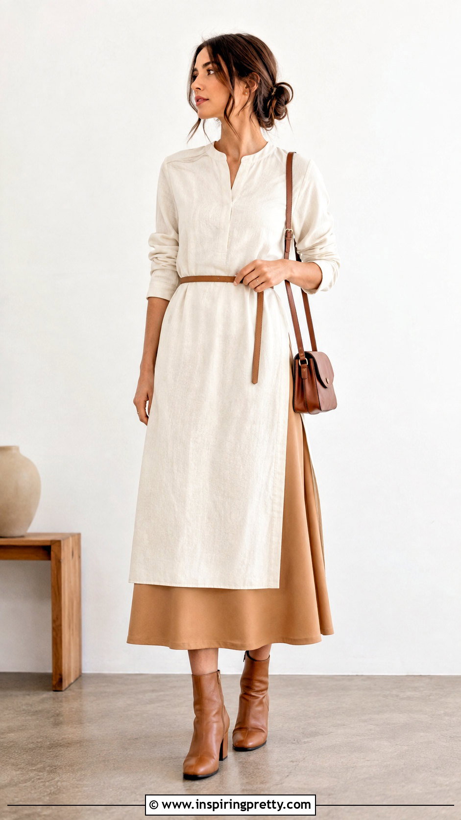 Cotton Tunic Top With Midi Skirt - 50 cotton tunic tops outfit ideas