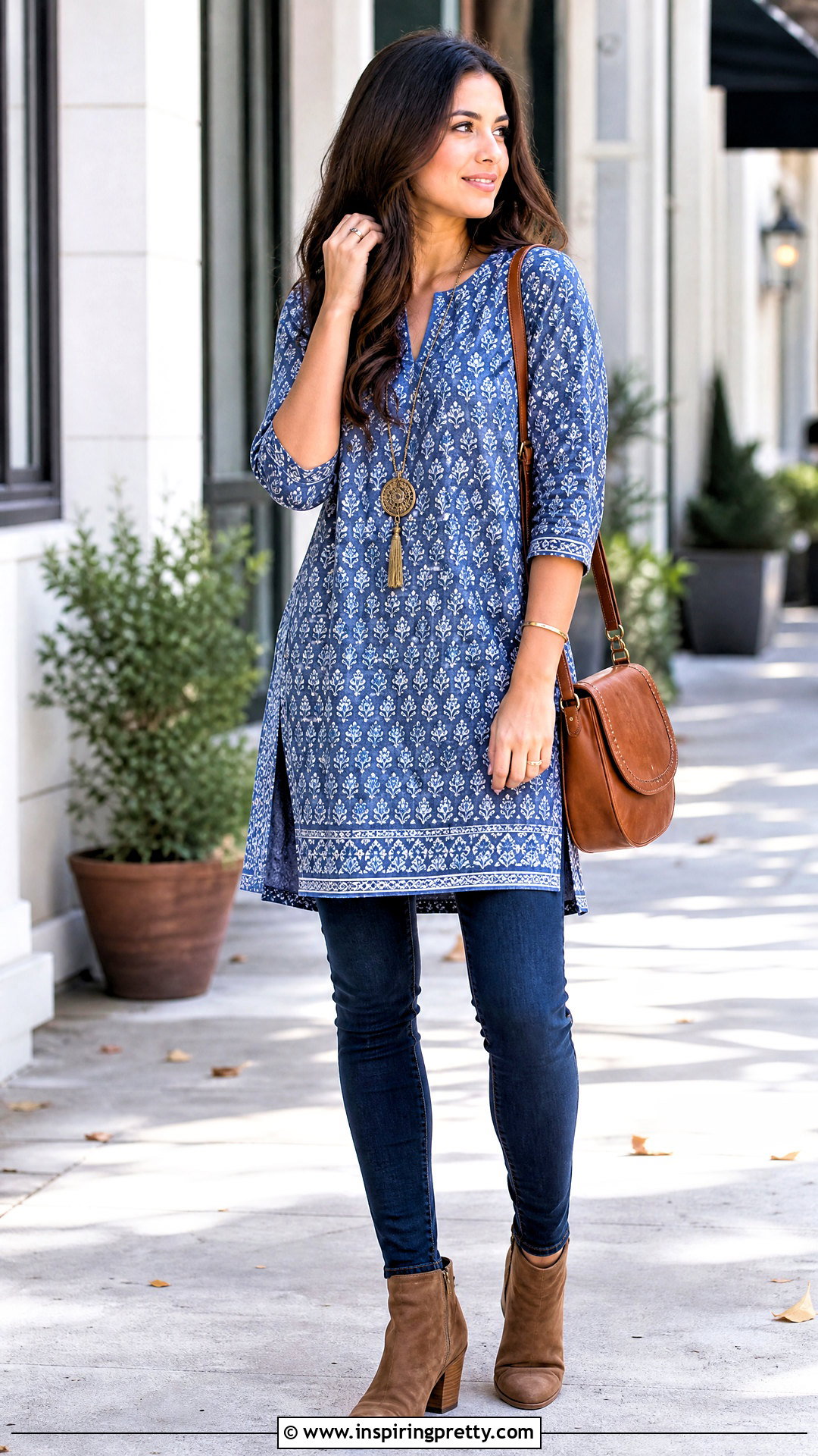 Cotton Tunic Top With Slim Jeans - 50 cotton tops for women
