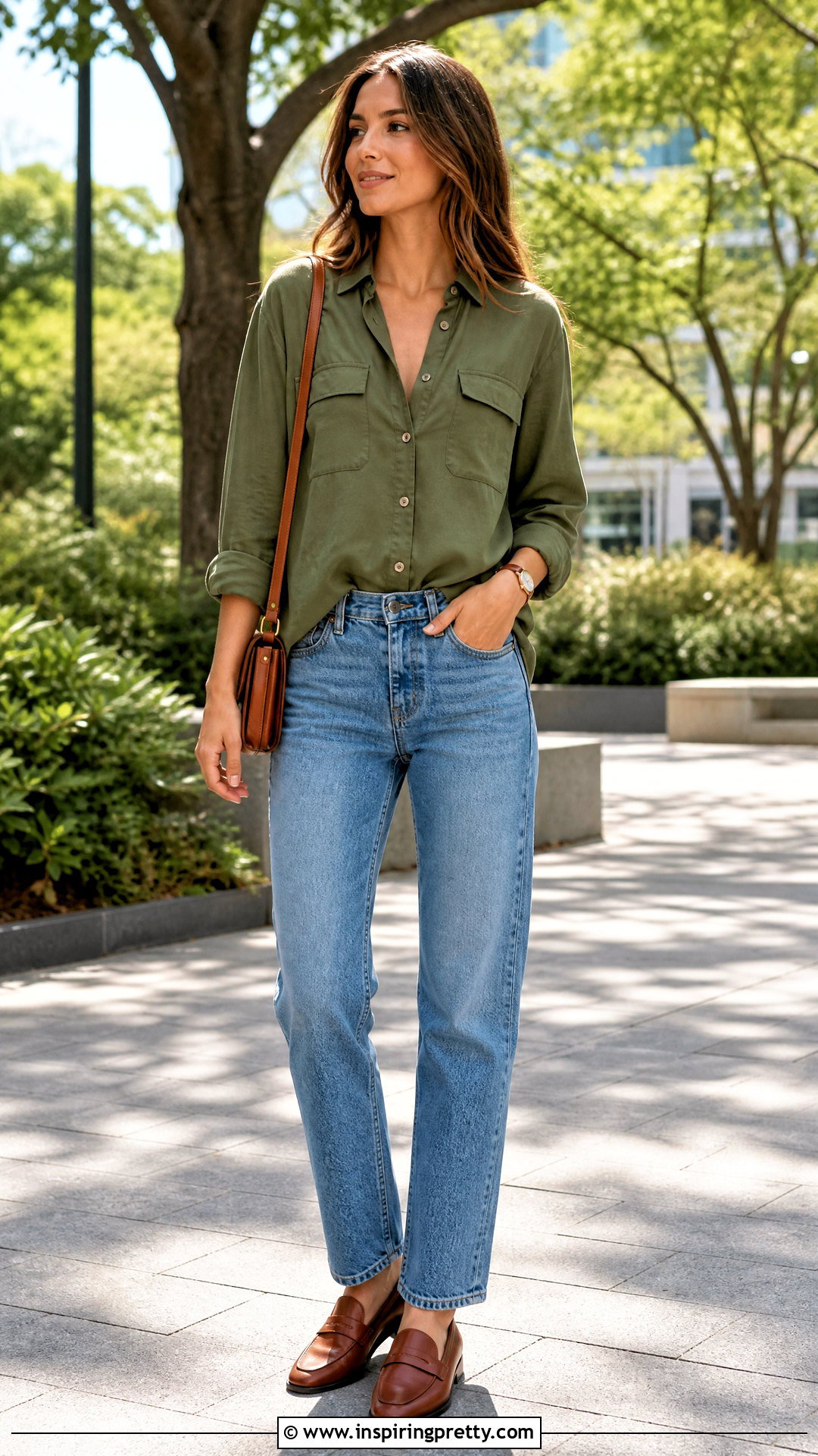 Cotton Utility Shirt With Straight Jeans - 50 cotton tops designs for jeans