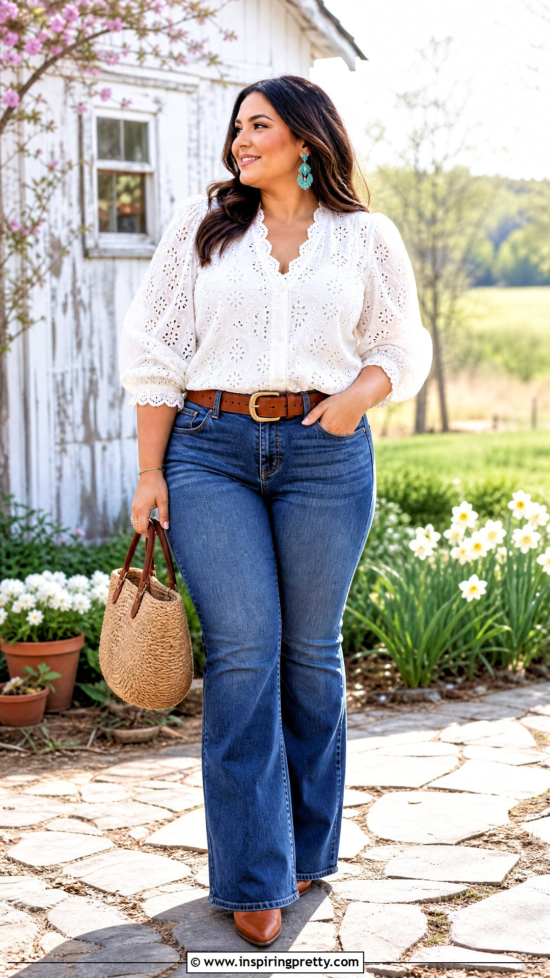 Country White Eyelet Blouse Outfit - 25 country style top outfit ideas