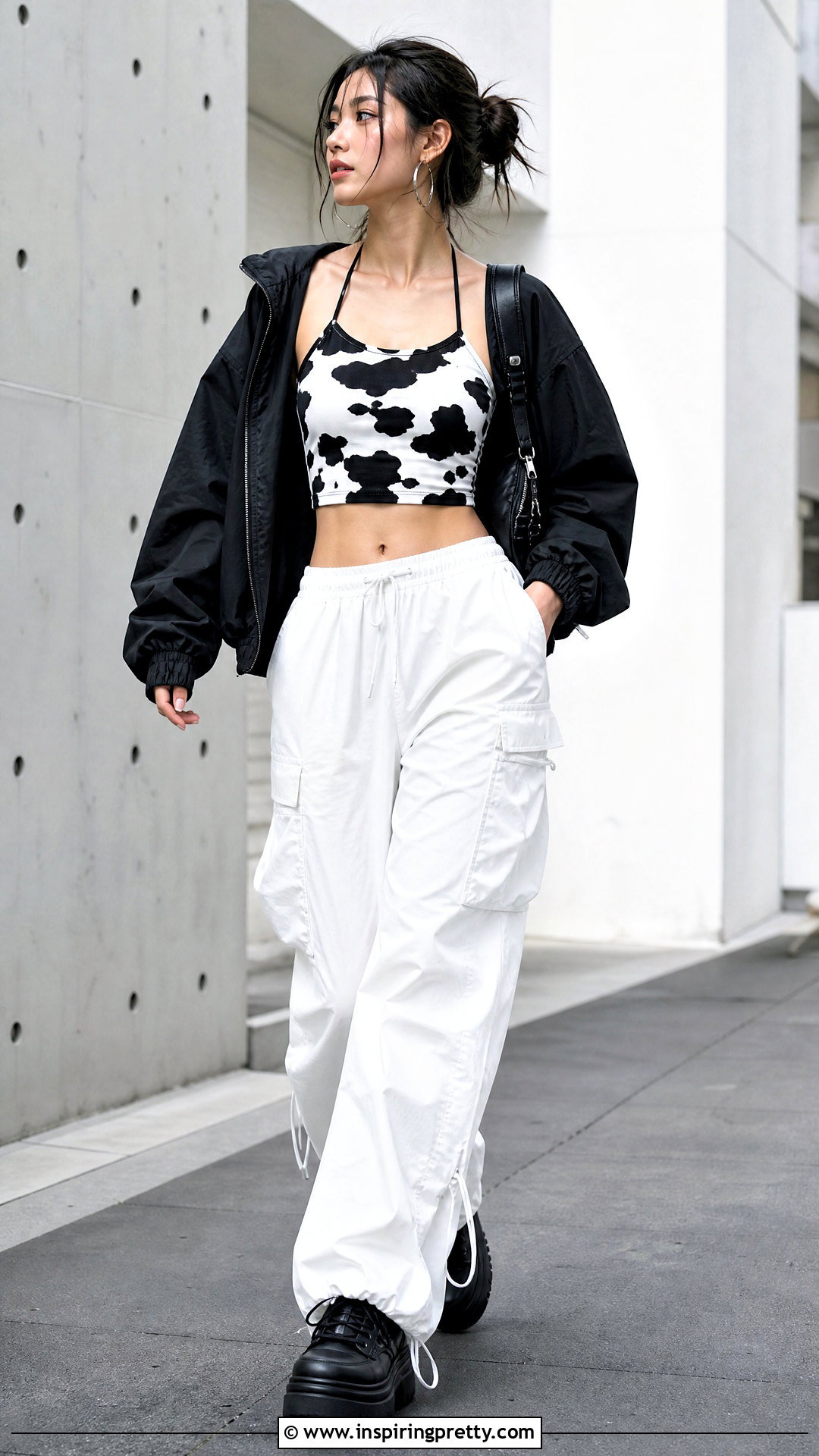 Cow Print Halter Top With White Cargo Pants - 25 Cow Print Halter Top outfit ideas