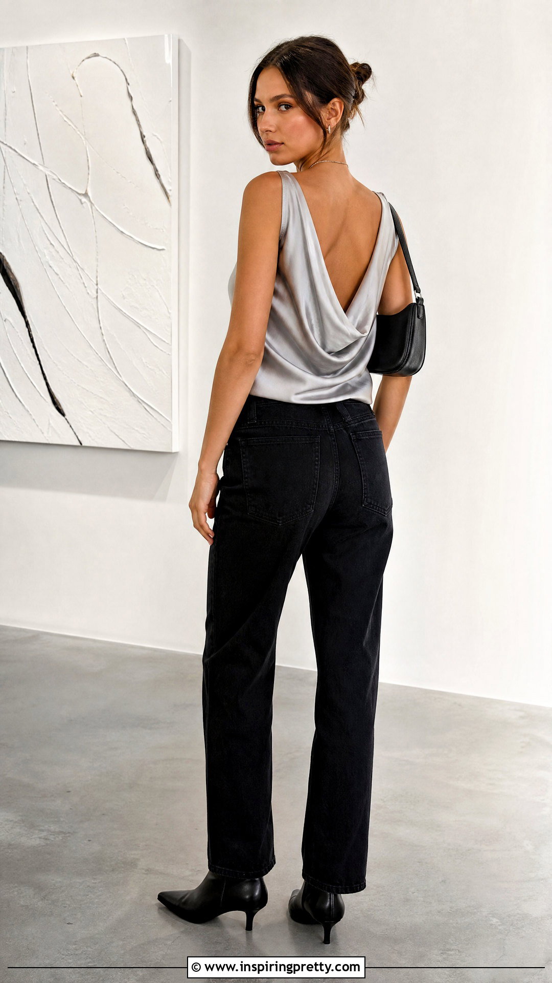 Cowl Backless Top With Black Jeans - 50 backless top outfit ideas